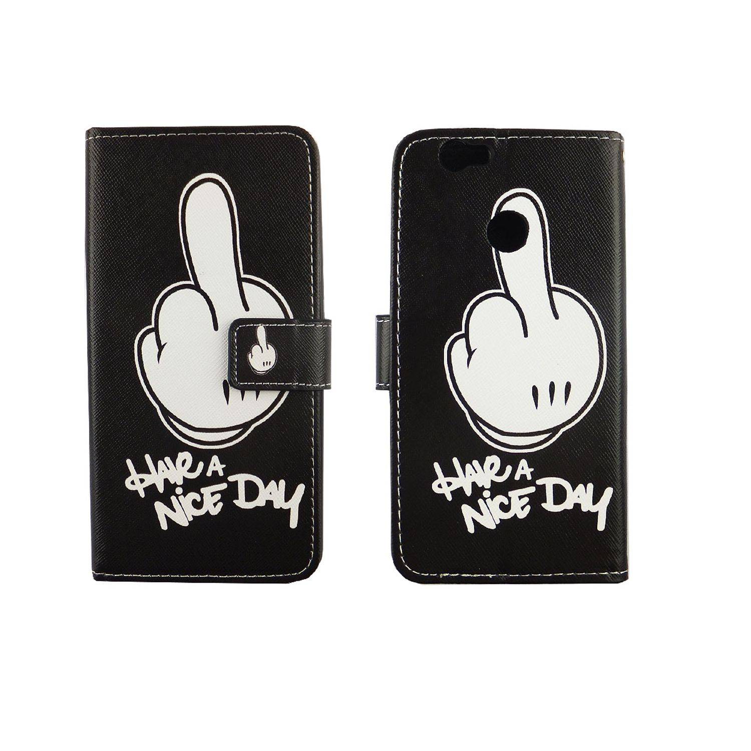 Huawei Nova Handyhülle Bookcover Schwarz