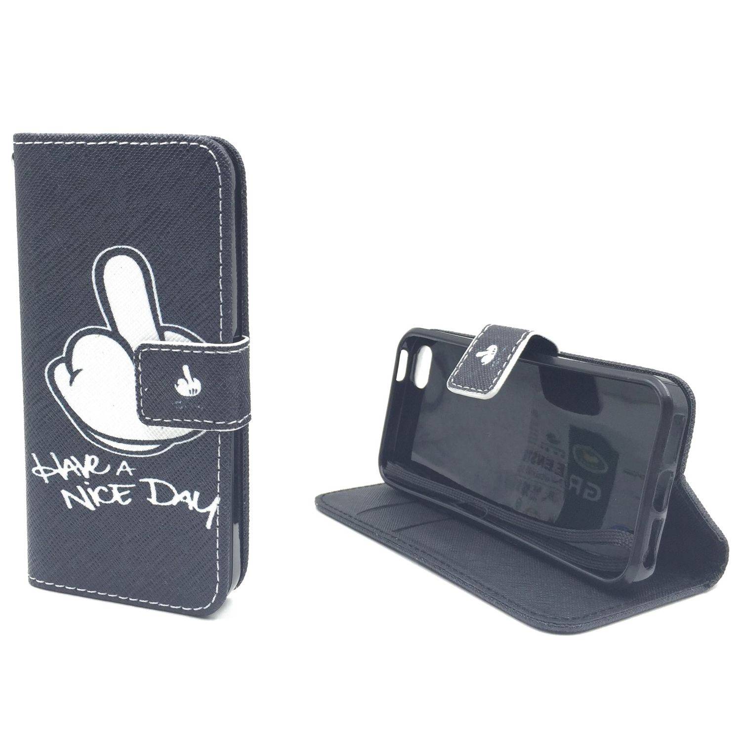 Apple iPhone 5 / 5s / SE Handyhülle Bookcover Schwarz