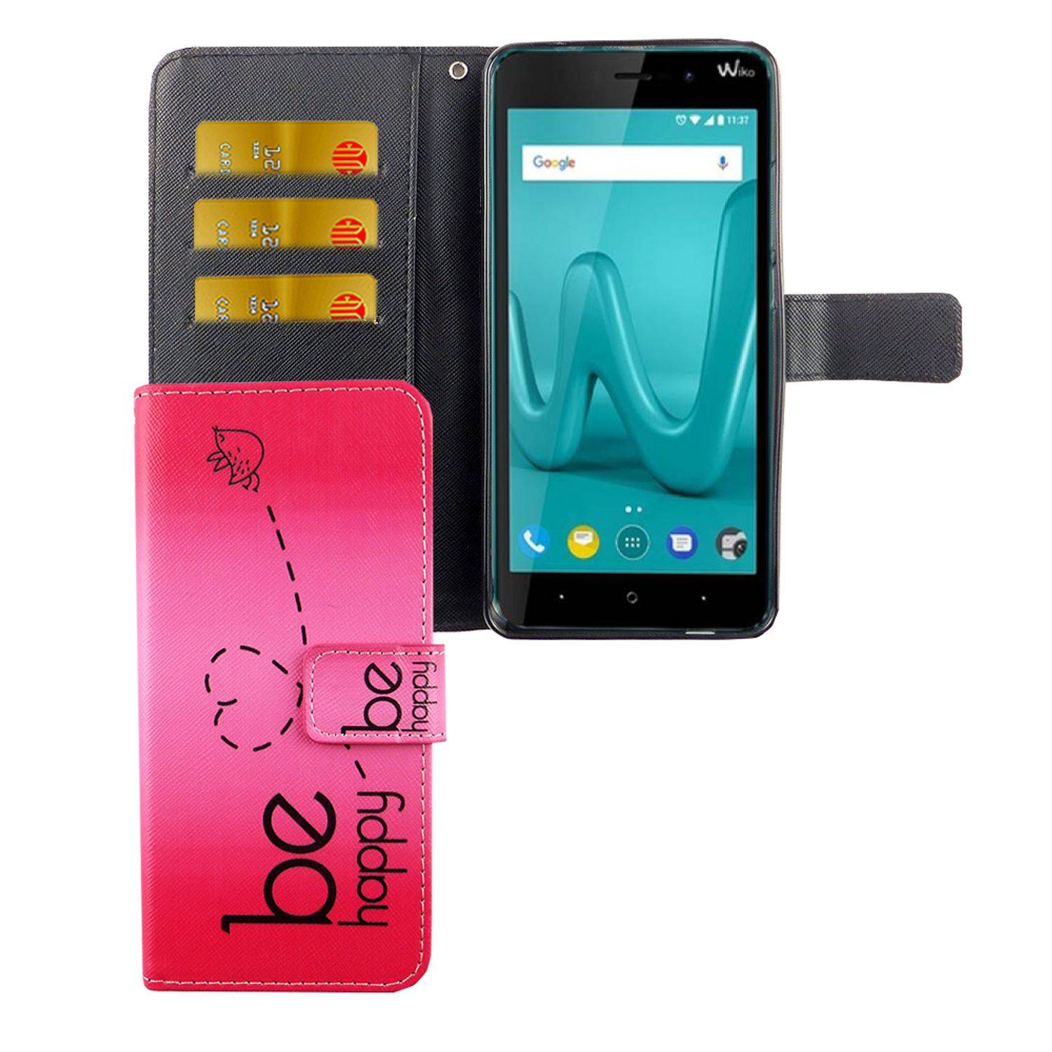 Wiko Lenny 4 Plus Handyhülle Bookcover Rosa