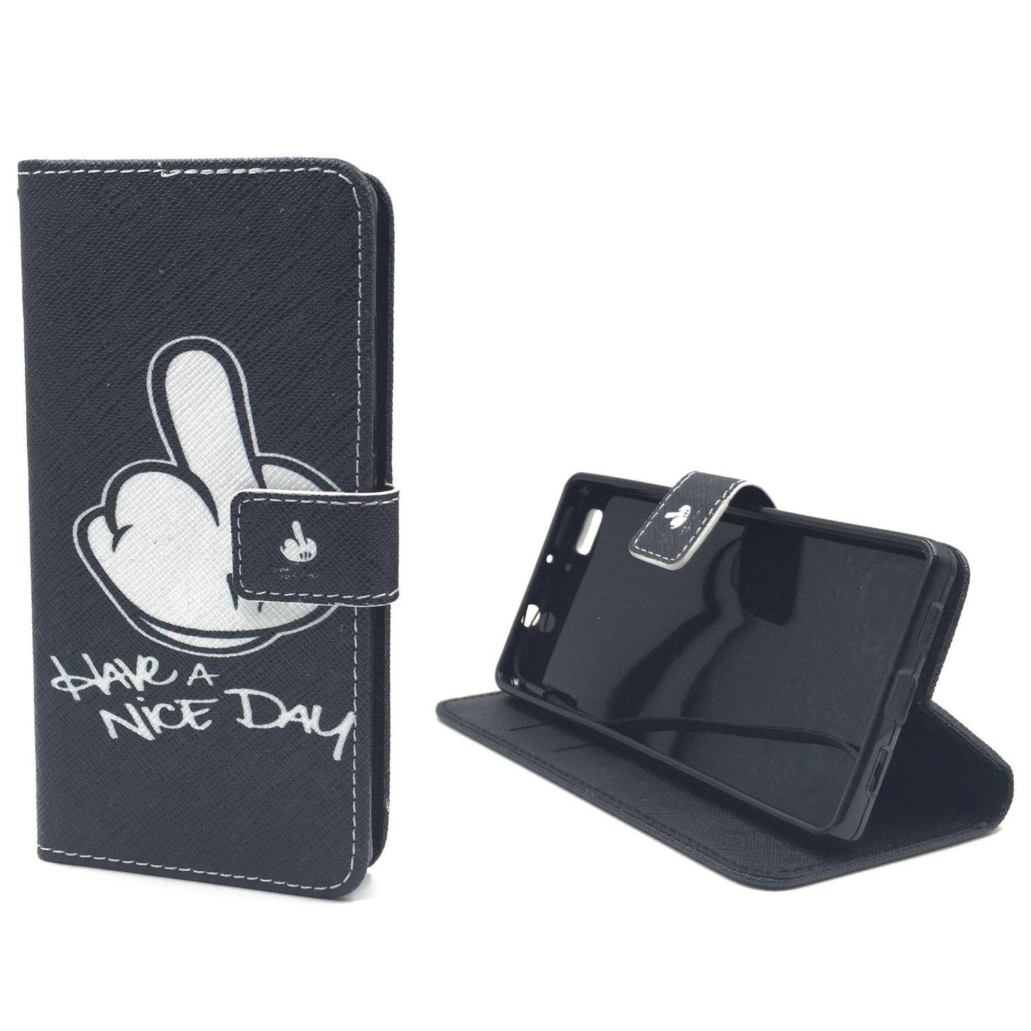 Huawei P8 Lite Handyhülle Bookcover Schwarz