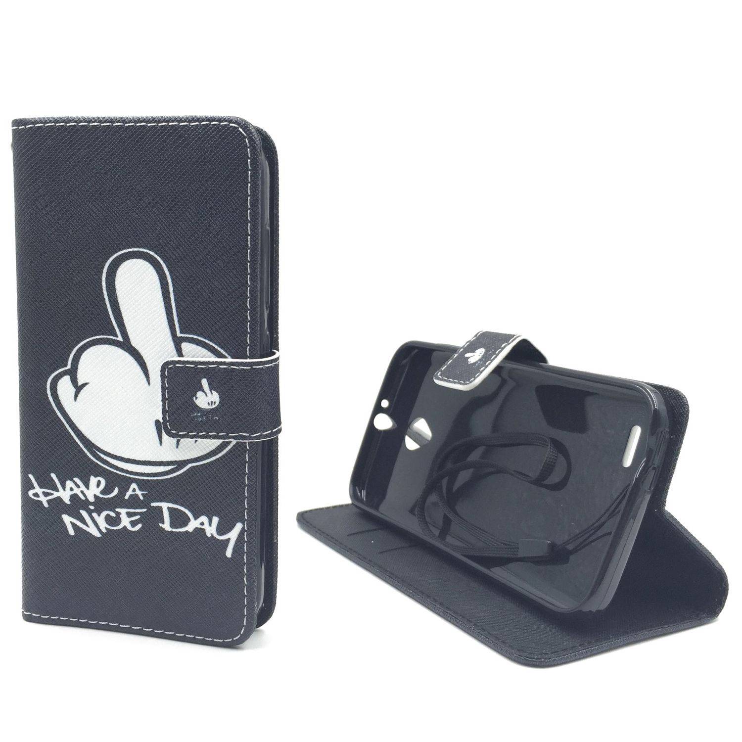 Vodafone Smart Prime 6 Handyhülle Bookcover Schwarz