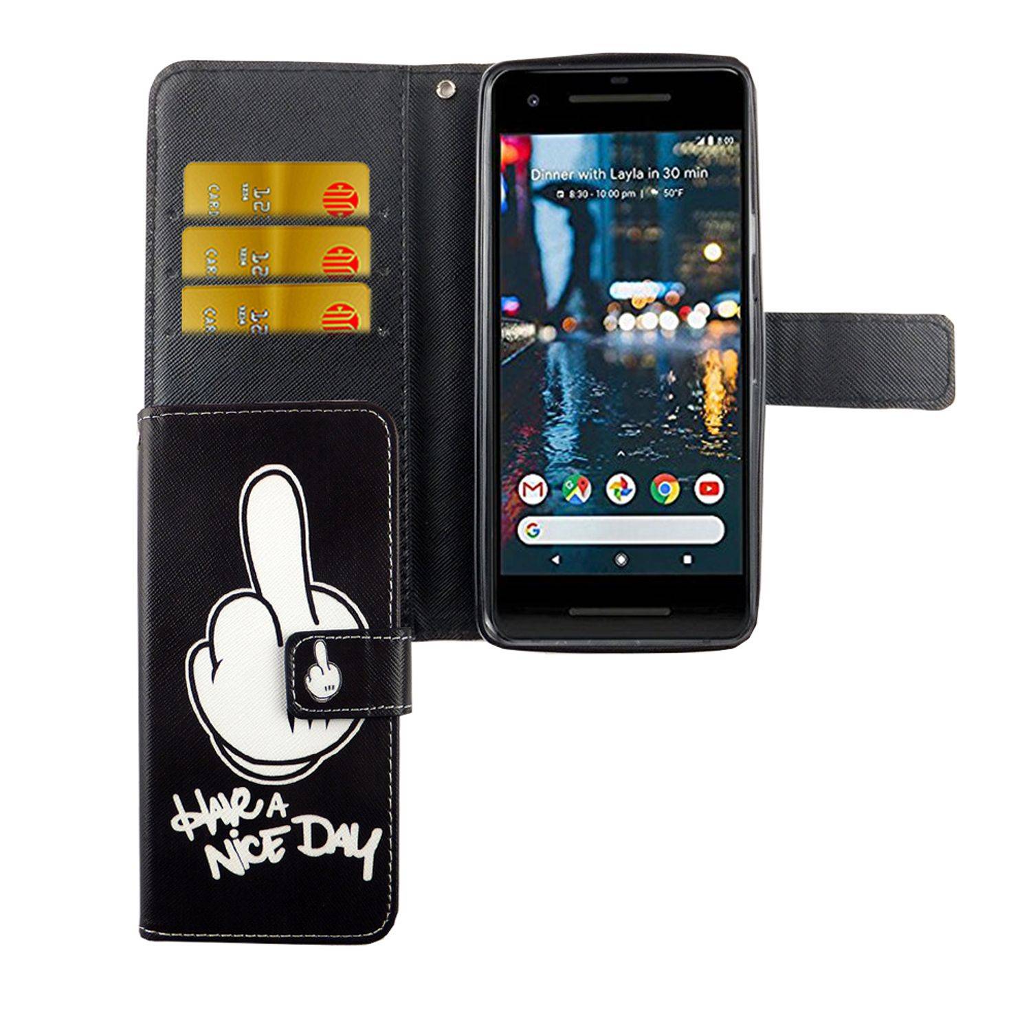 Google Pixel 2 Handyhülle Bookcover Schwarz