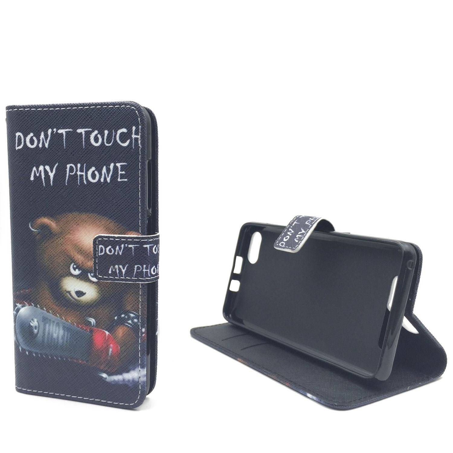 Wiko Jerry Handyhülle Bookcover Schwarz