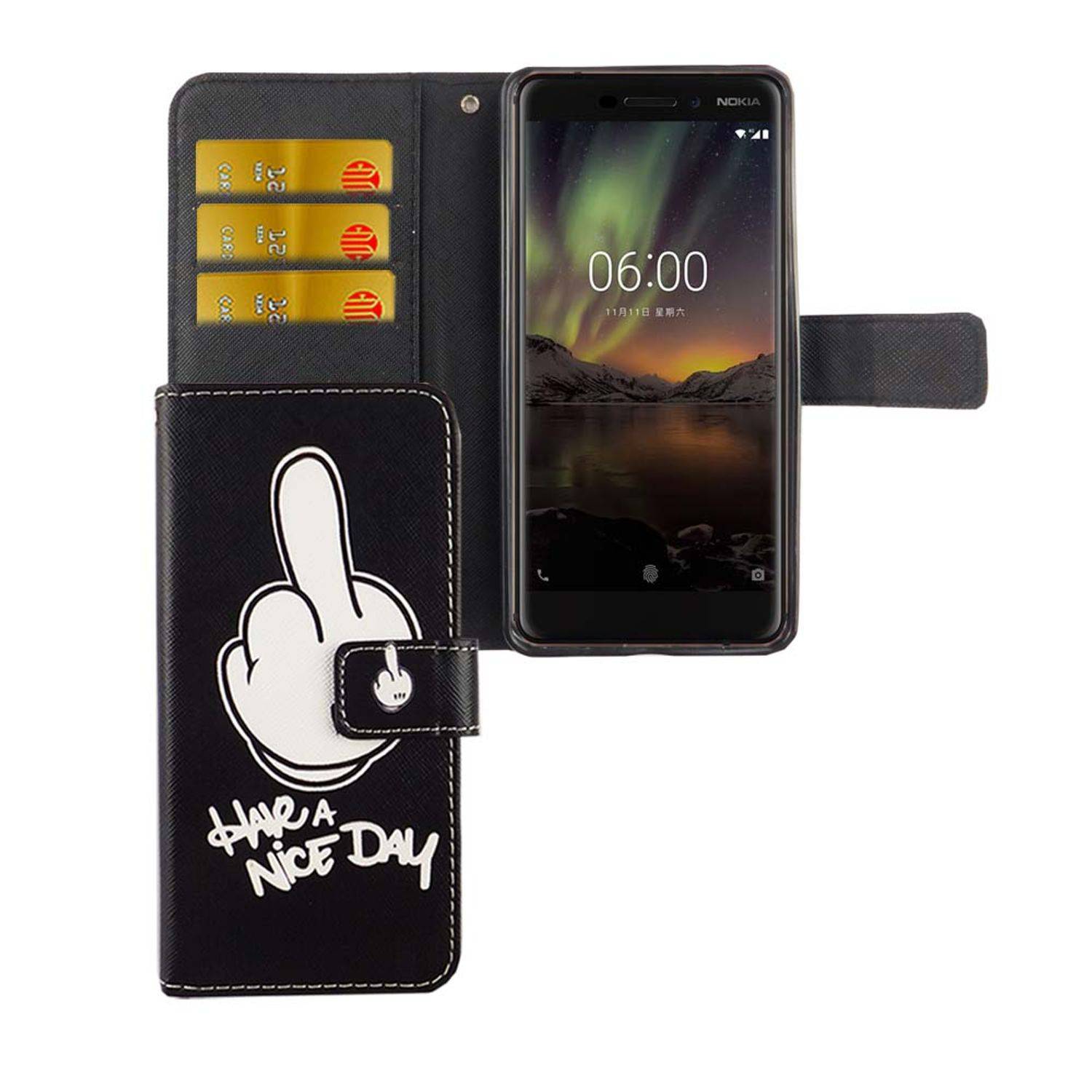 Nokia 6 (2018) Handyhülle Bookcover Schwarz