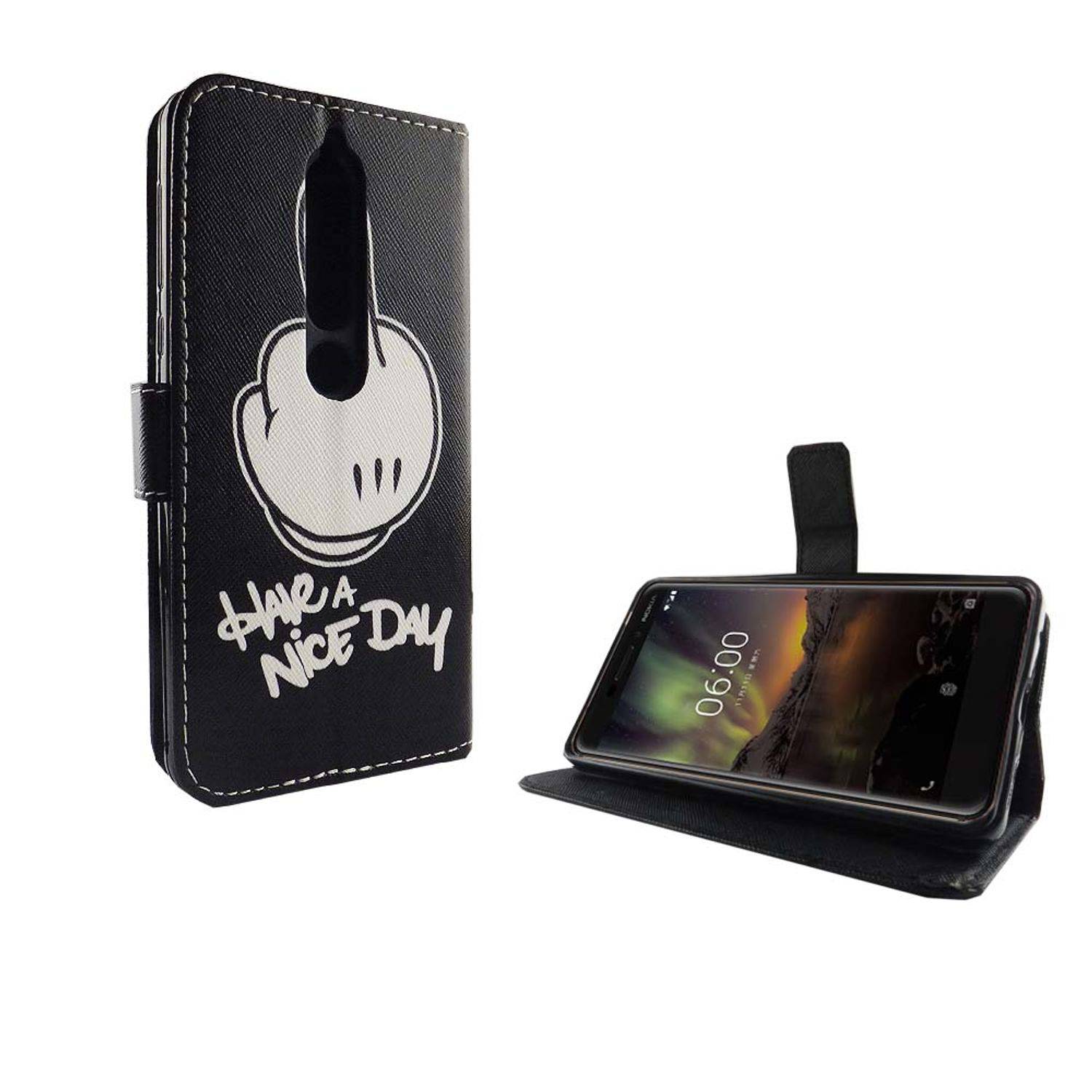 Nokia 6 (2018) Handyhülle Bookcover Schwarz