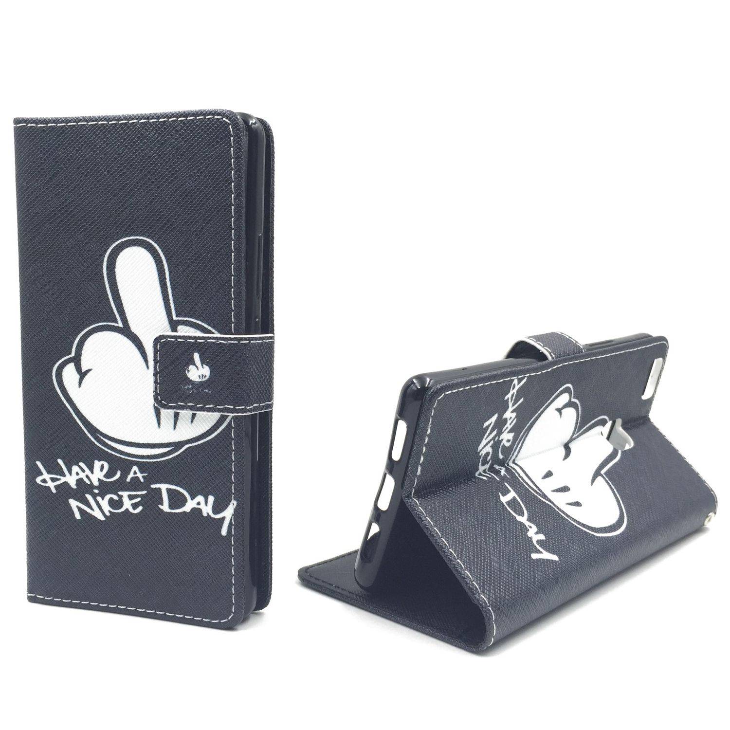 Huawei P9 Lite Handyhülle Bookcover Schwarz