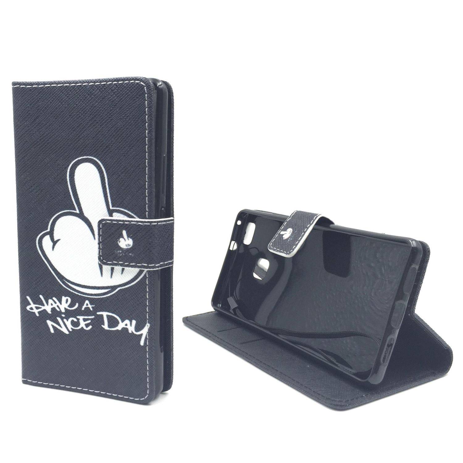 Huawei P9 Lite Handyhülle Bookcover Schwarz