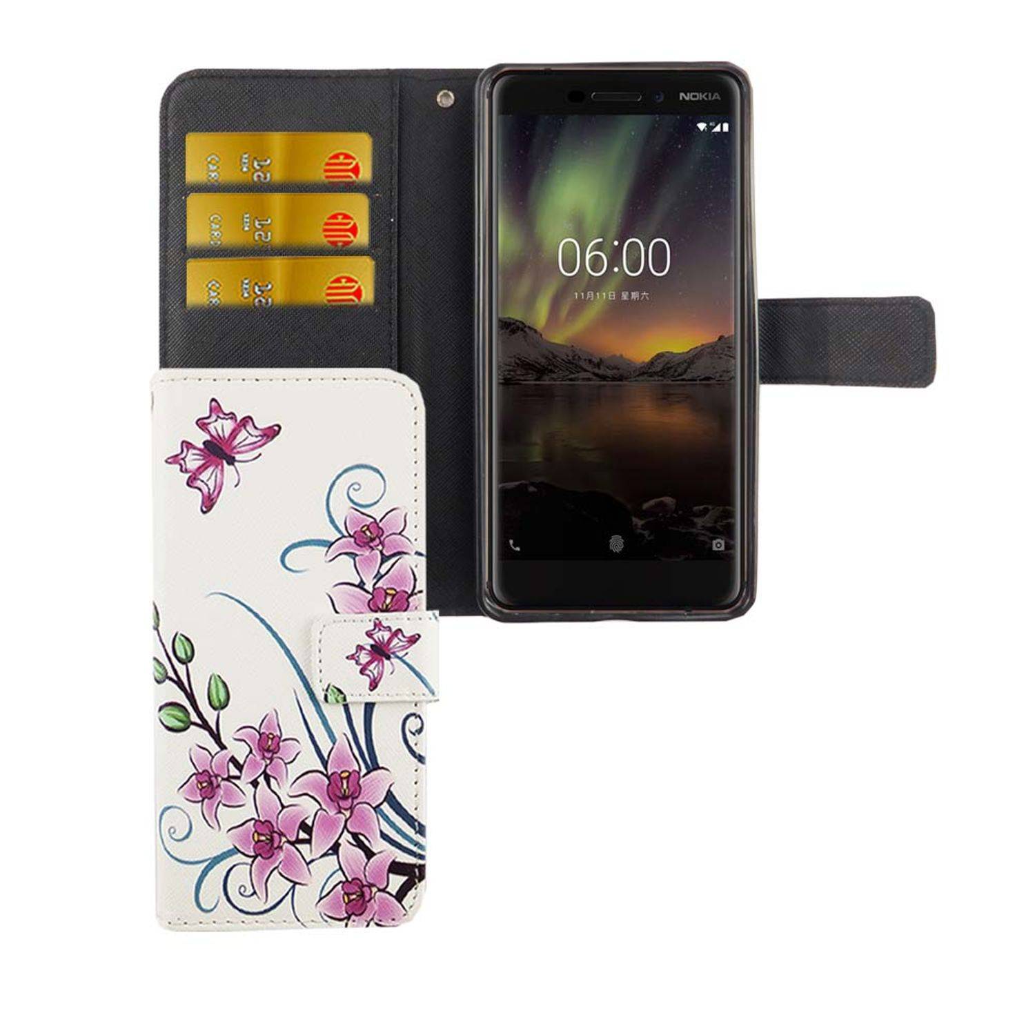 Nokia 6 (2018) Handyhülle Bookcover Weiß