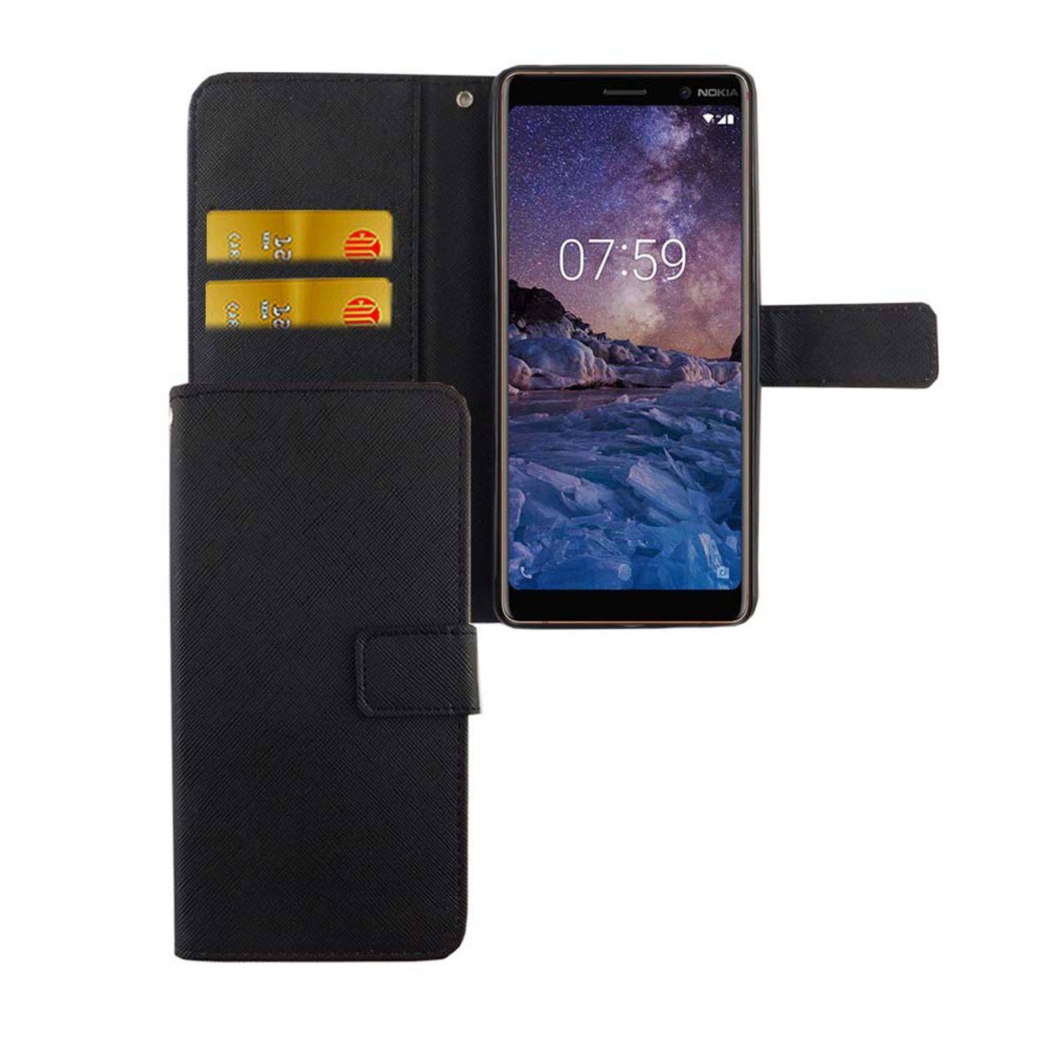 Nokia 7 Plus Handyhülle Bookcover Schwarz