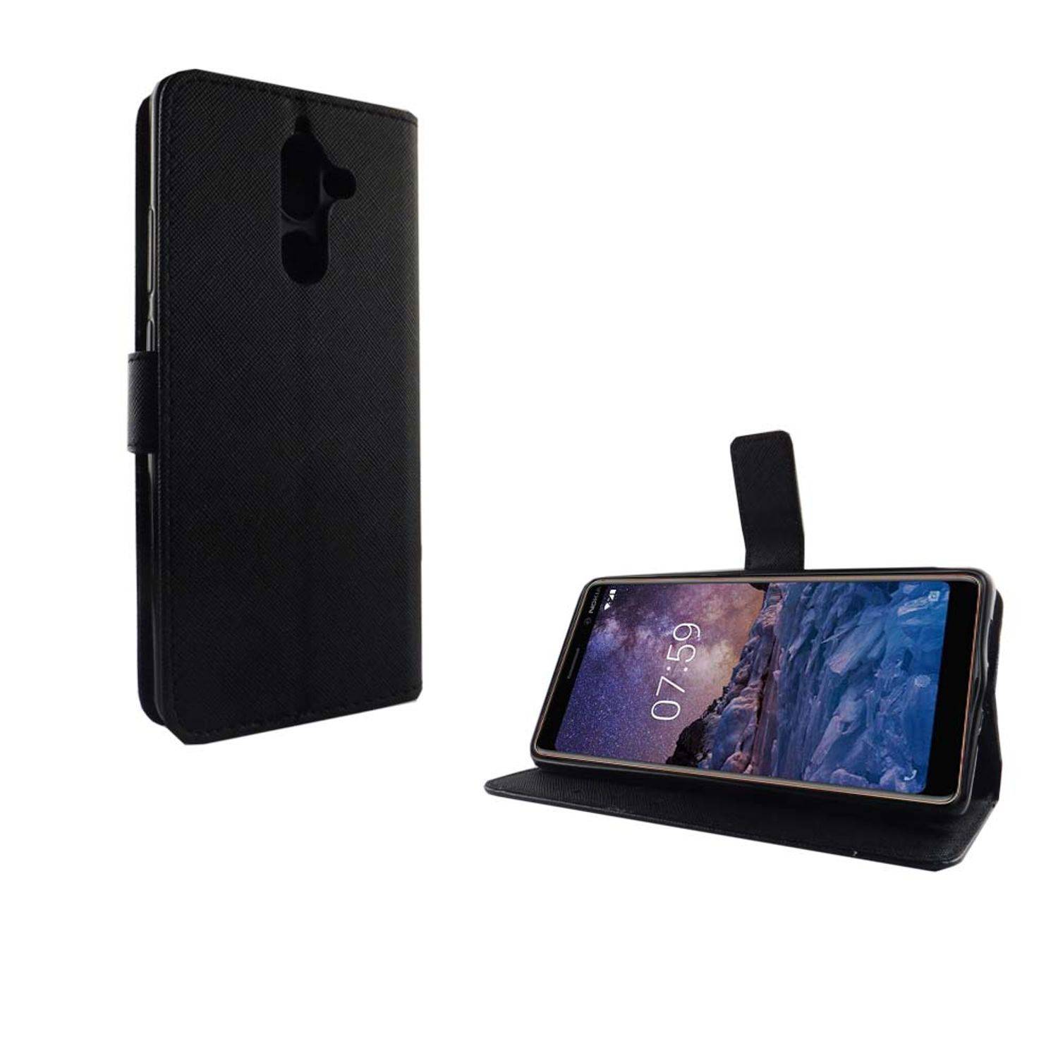 Nokia 7 Plus Handyhülle Bookcover Schwarz