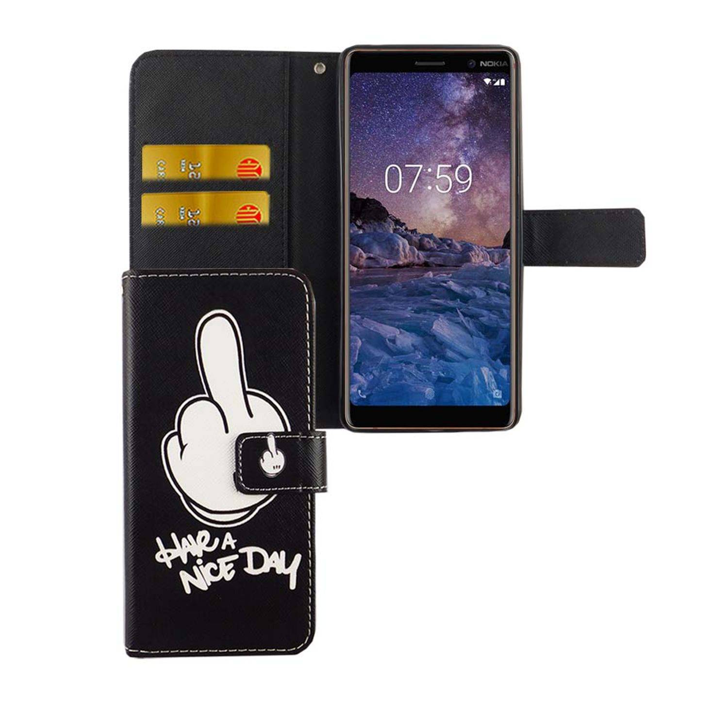 Nokia 7 Plus Handyhülle Bookcover Schwarz