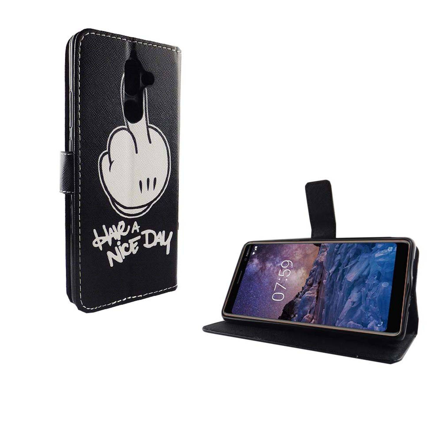 Nokia 7 Plus Handyhülle Bookcover Schwarz