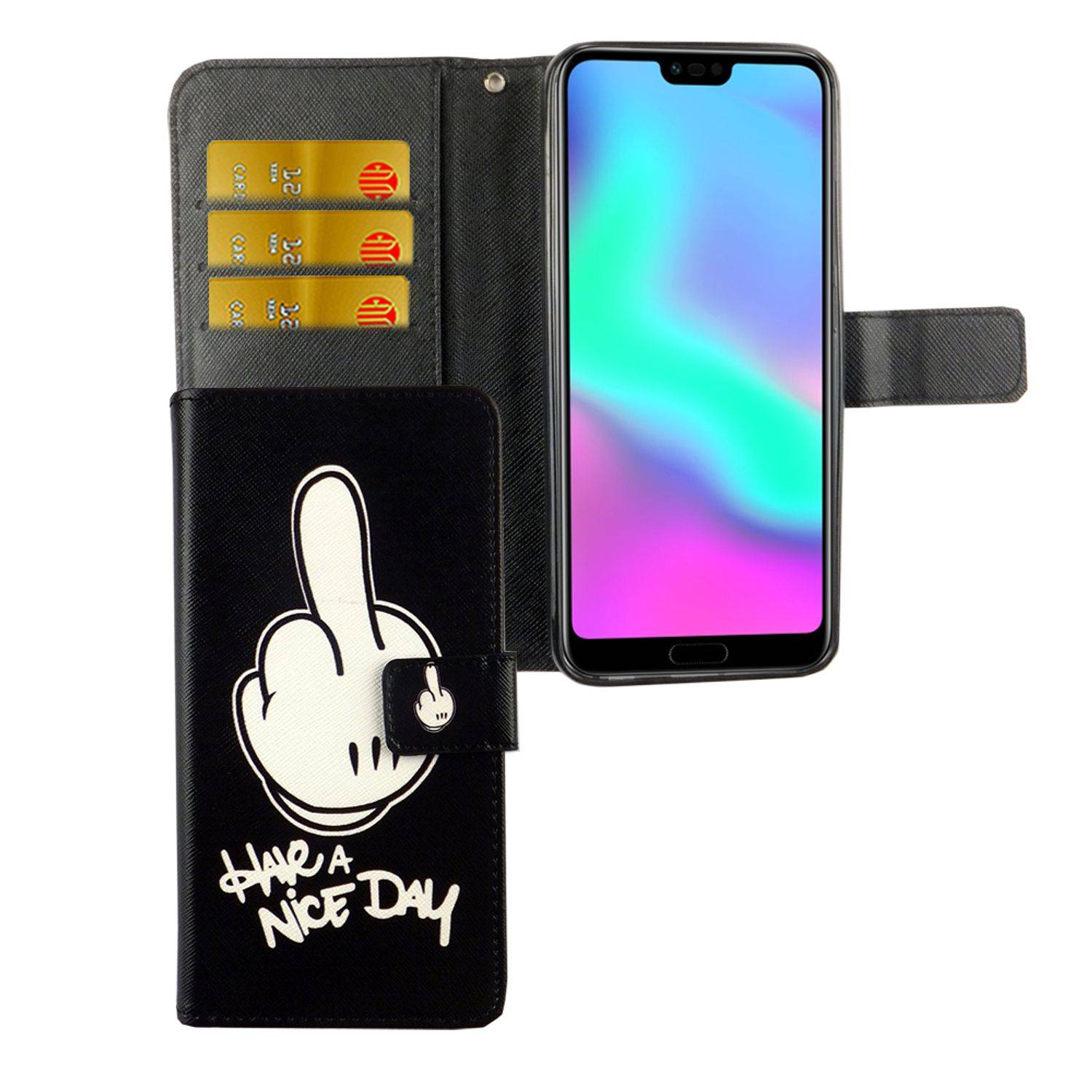 Huawei Honor 10 Handyhülle Bookcover Schwarz