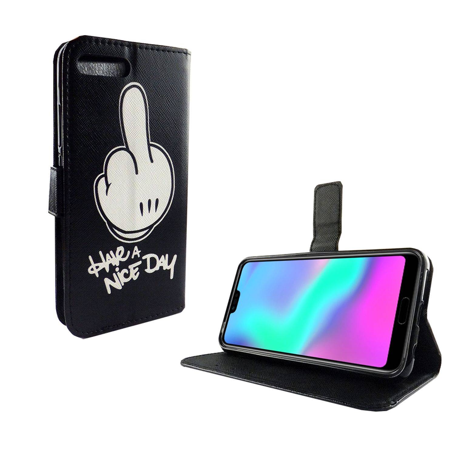 Huawei Honor 10 Handyhülle Bookcover Schwarz