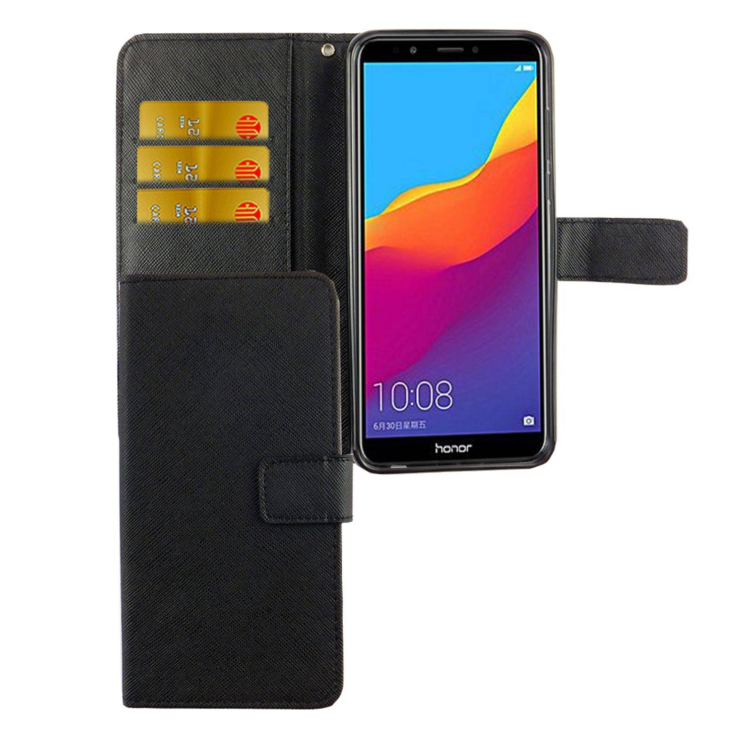 Huawei Honor 7C Handyhülle Bookcover Schwarz