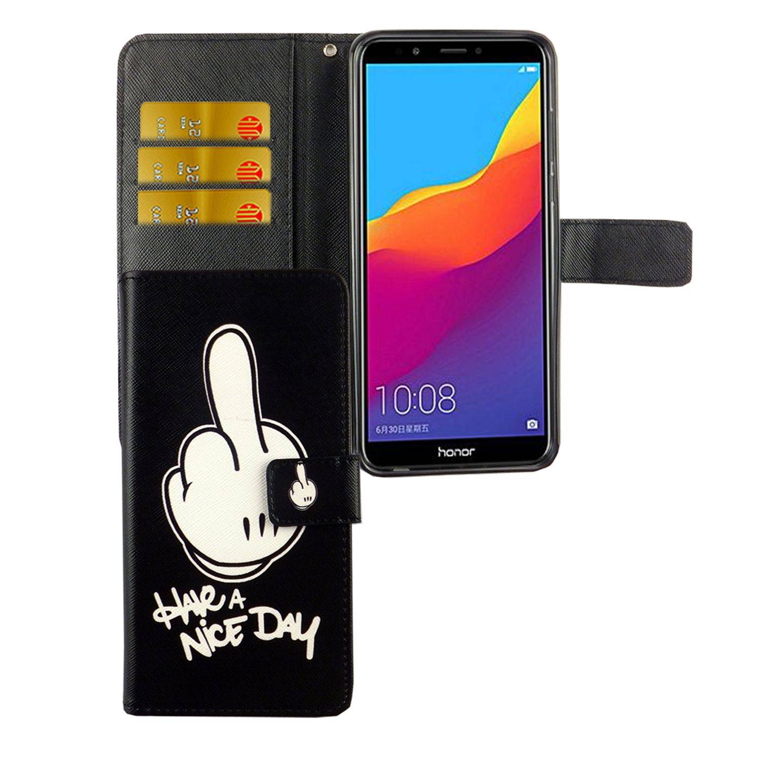 Huawei Honor 7C Handyhülle Bookcover Schwarz