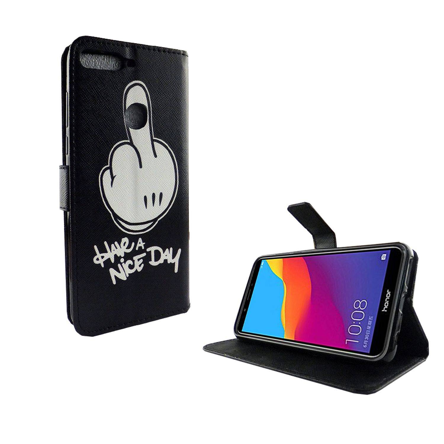 Huawei Honor 7C Handyhülle Bookcover Schwarz