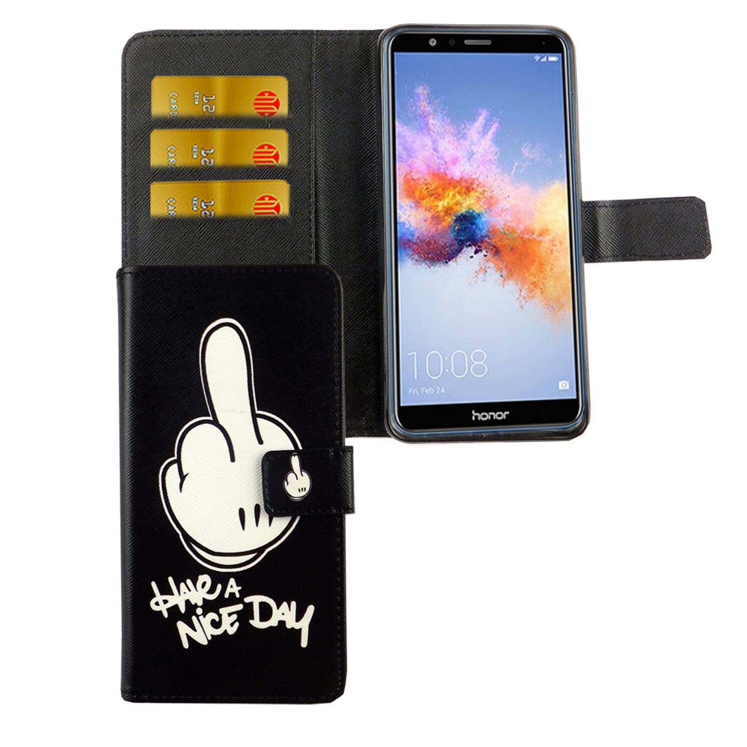 Huawei Honor 7X Handyhülle Bookcover Schwarz