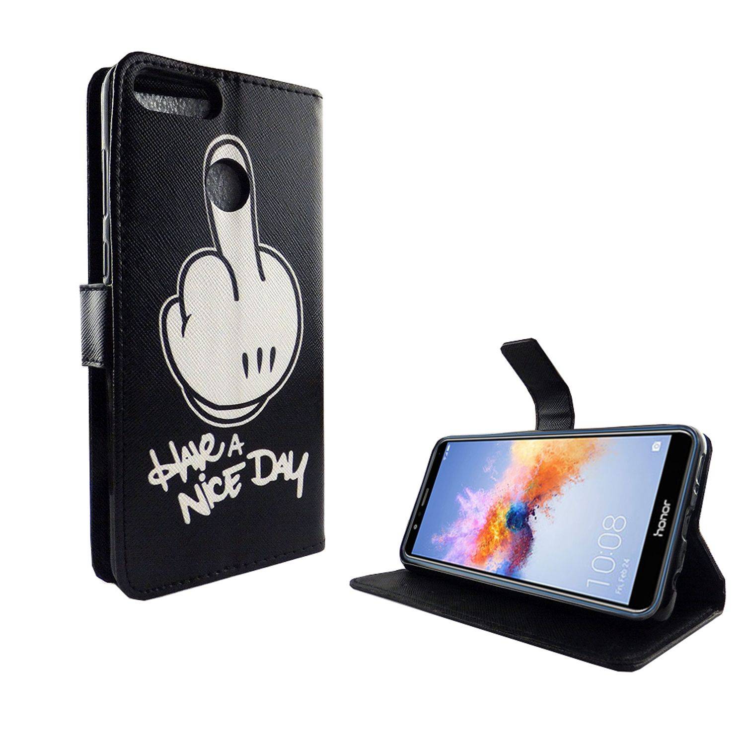 Huawei Honor 7X Handyhülle Bookcover Schwarz