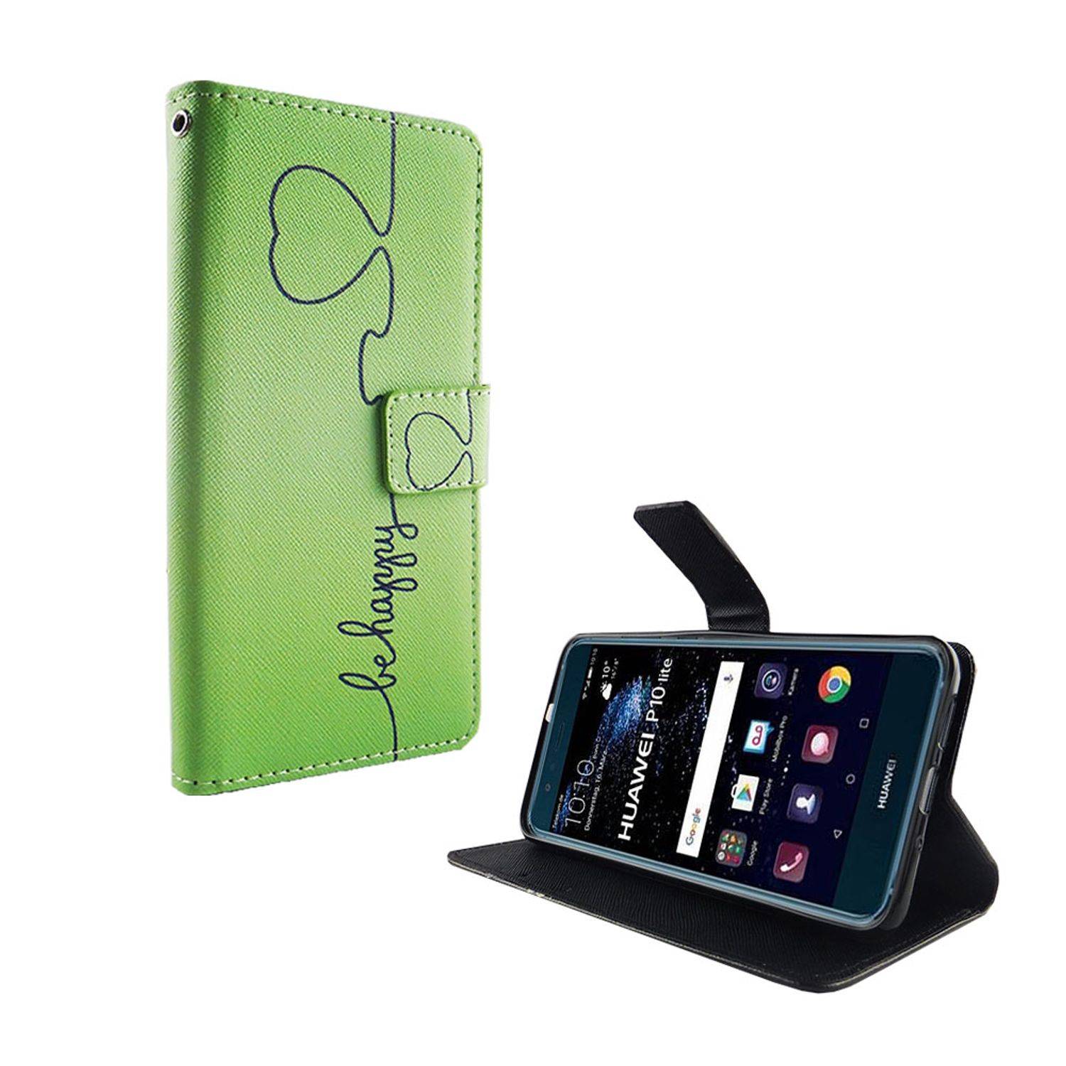 Huawei P10 Lite Handyhülle Bookcover Grün