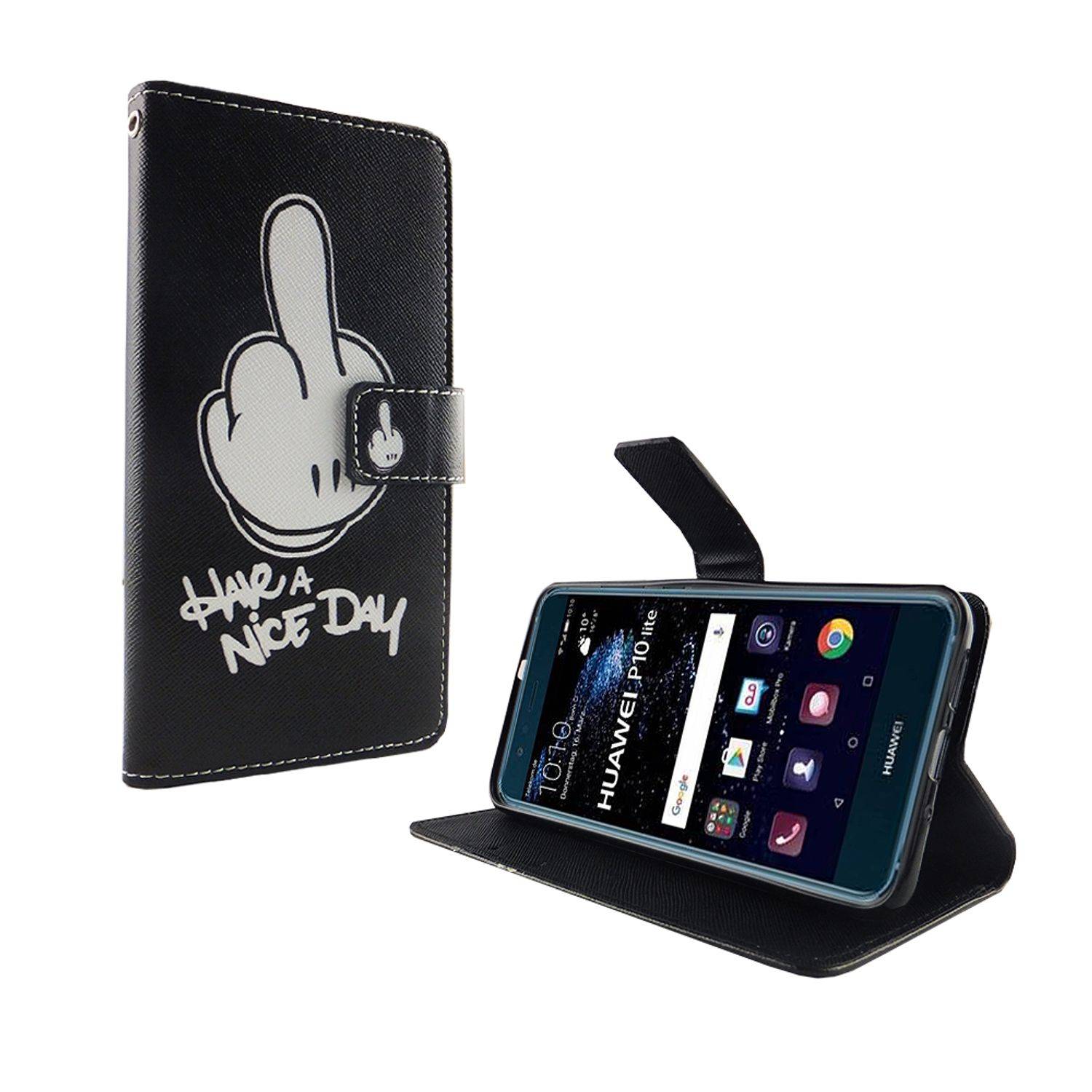 Huawei P10 Lite Handyhülle Bookcover Schwarz