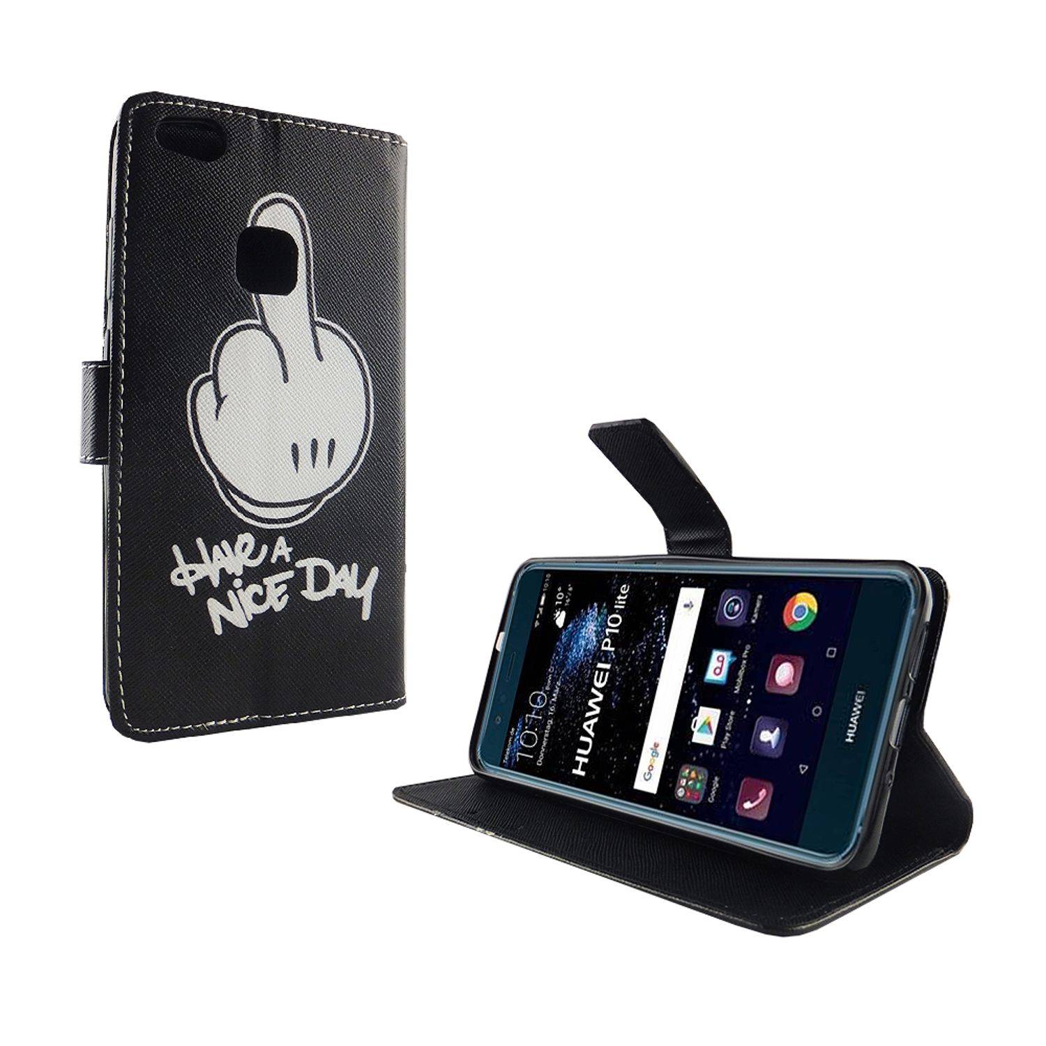 Huawei P10 Lite Handyhülle Bookcover Schwarz