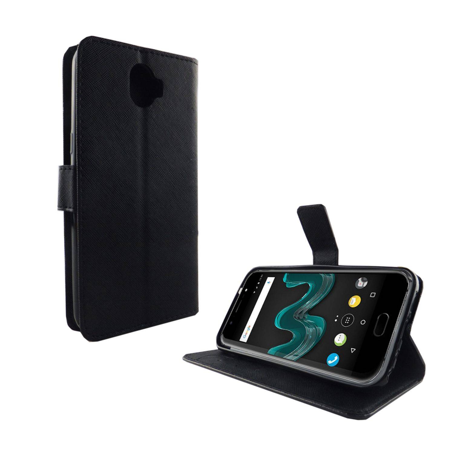 Wiko Wim Handyhülle Bookcover Schwarz