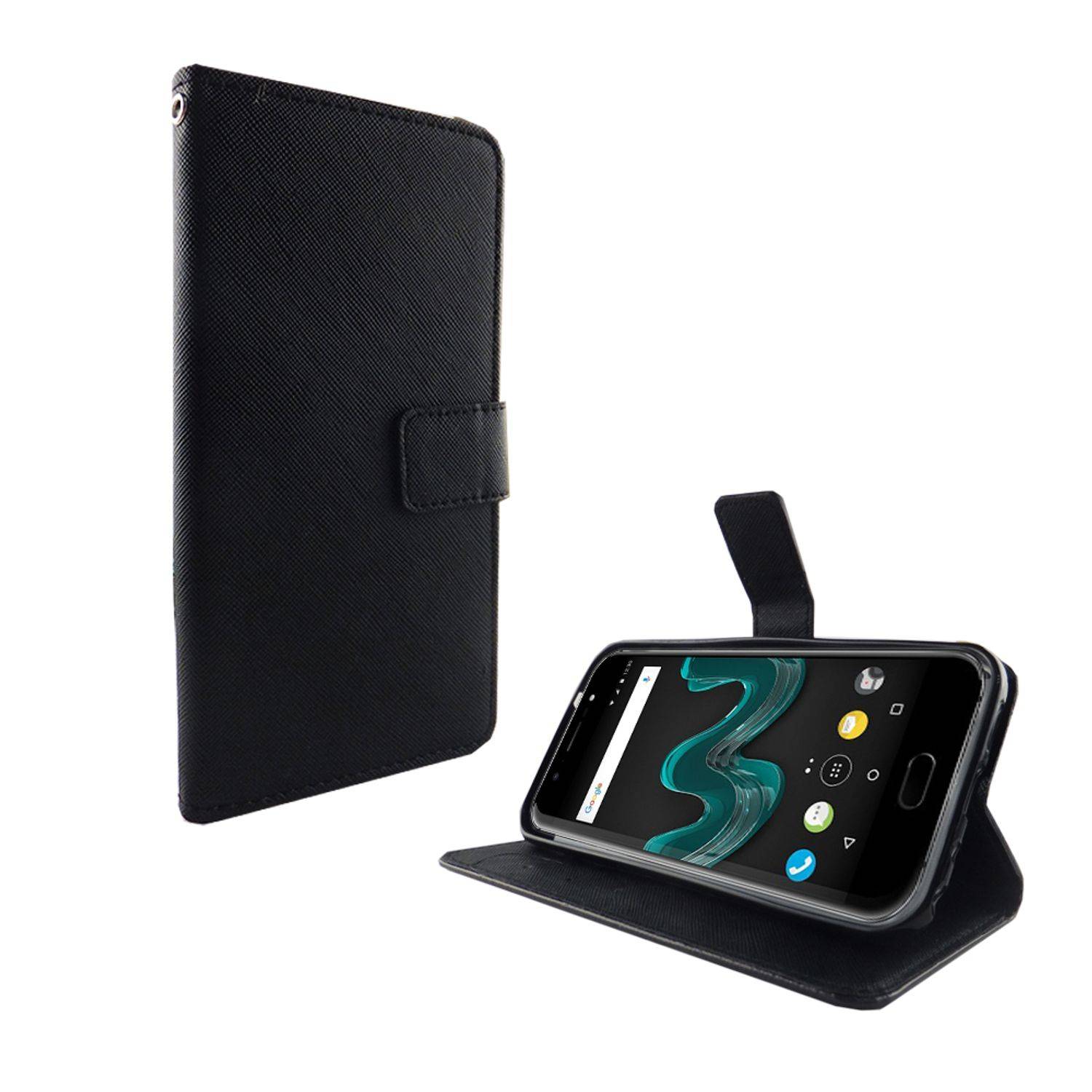 Wiko Wim Handyhülle Bookcover Schwarz