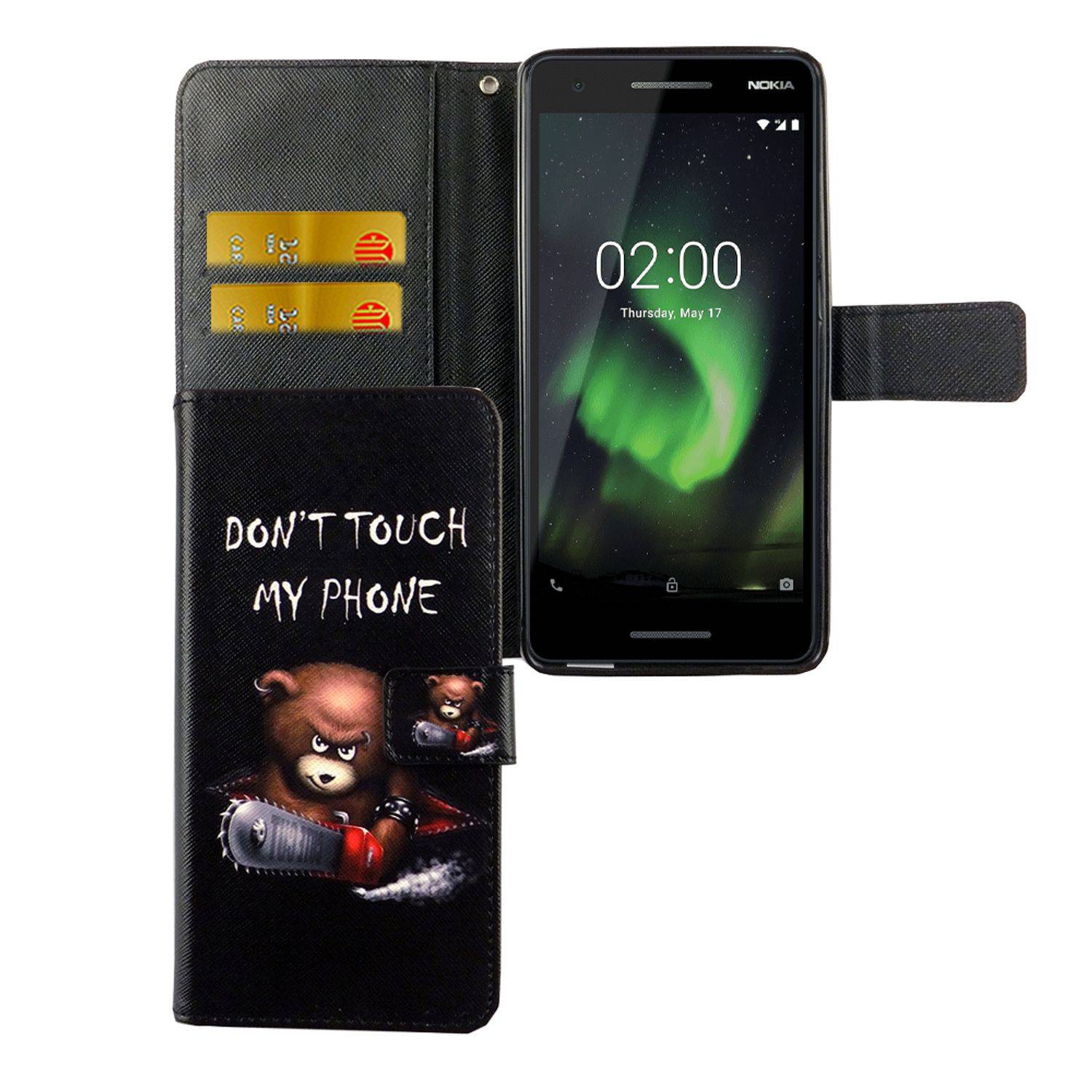 Nokia 2.1 Handyhülle Bookcover Schwarz