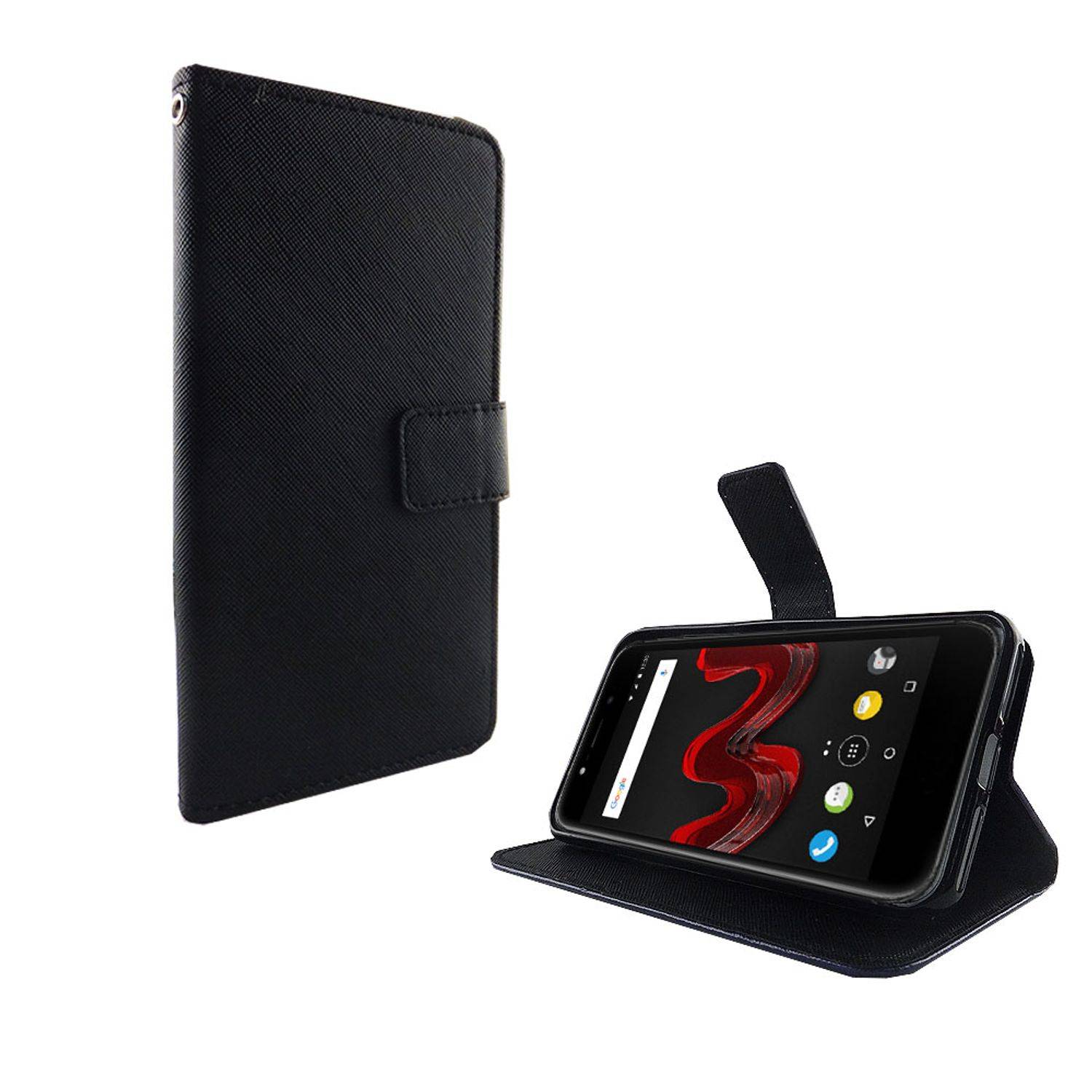 Wiko Wim Lite Handyhülle Bookcover Schwarz