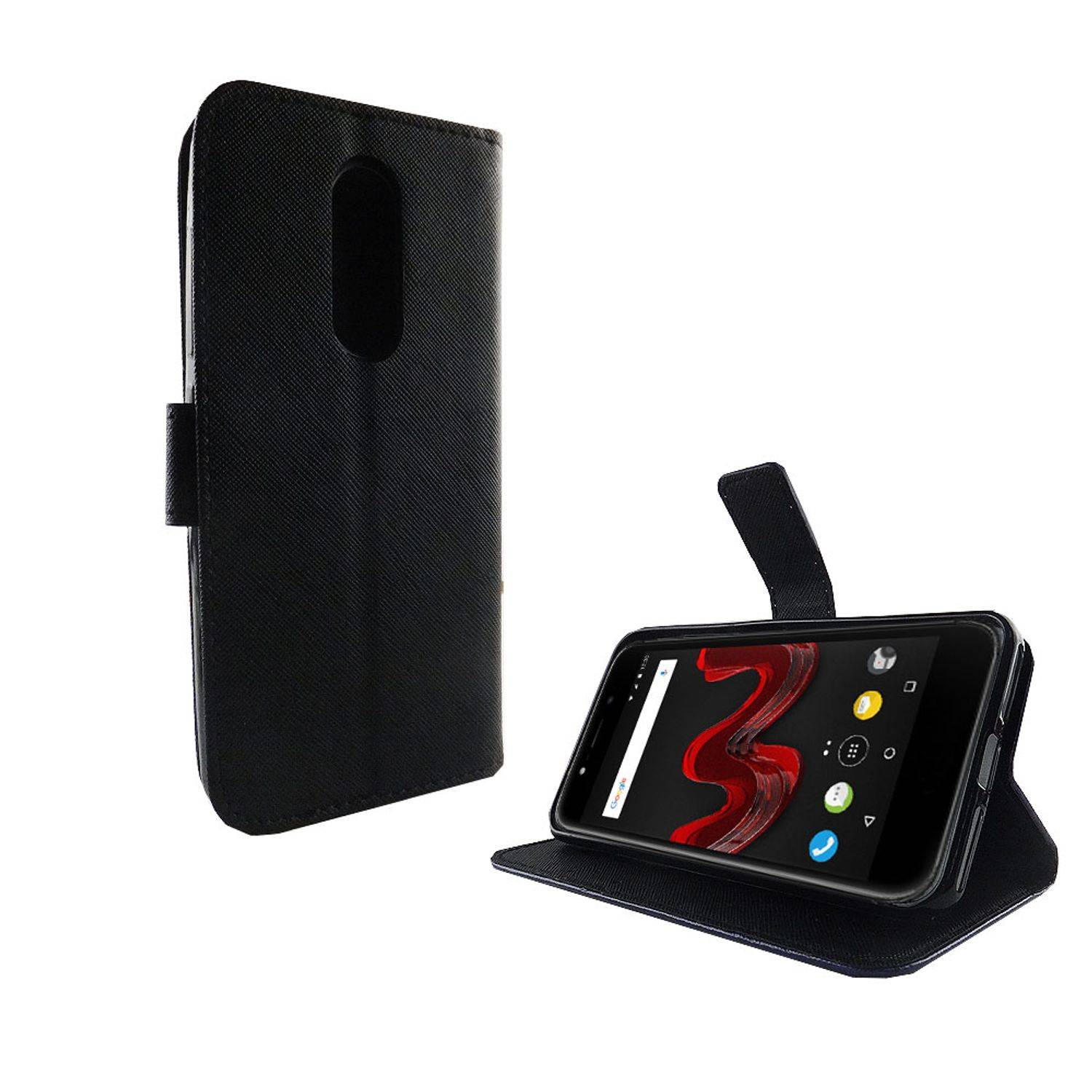 Wiko Wim Lite Handyhülle Bookcover Schwarz