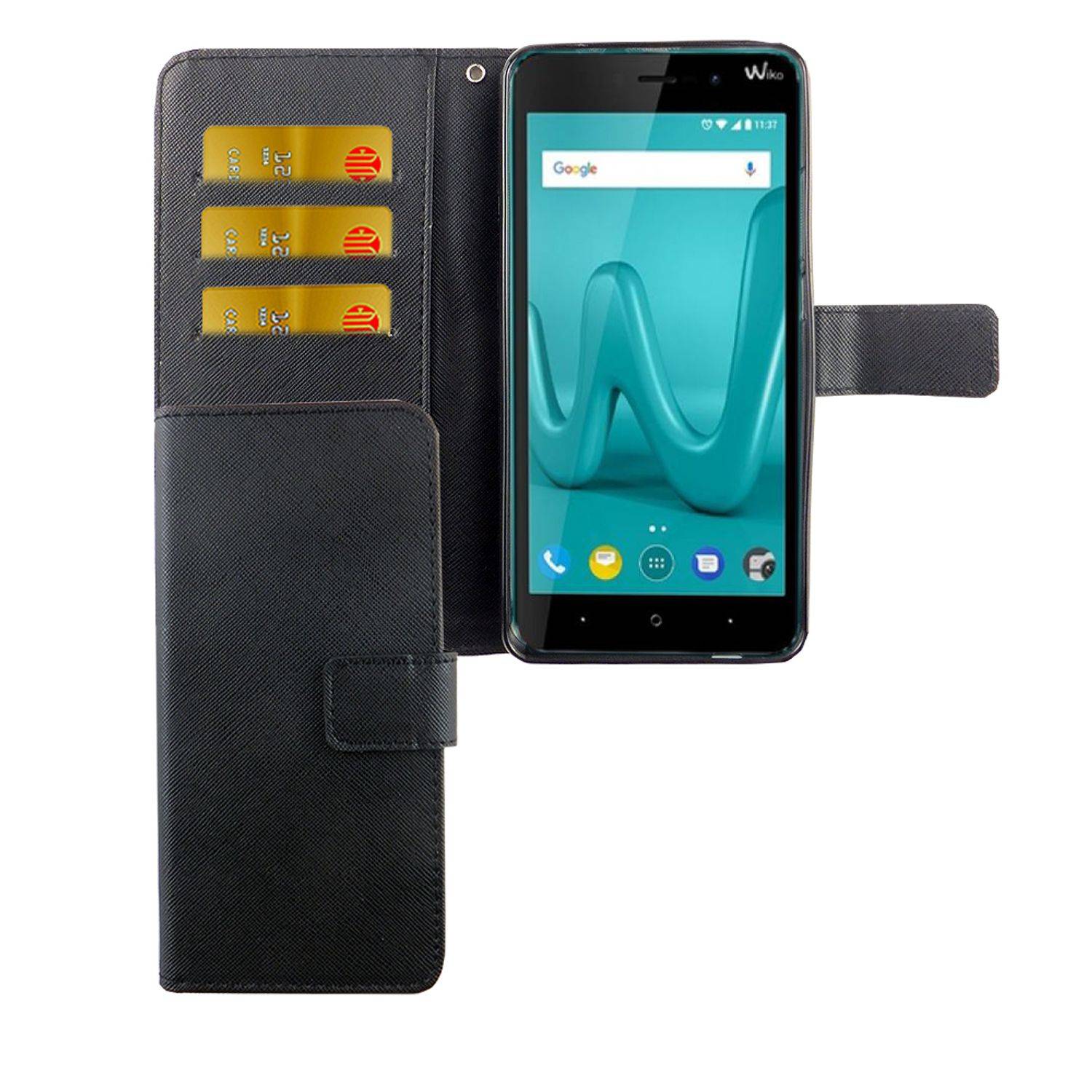 Wiko Lenny 4 Plus Handyhülle Bookcover Schwarz