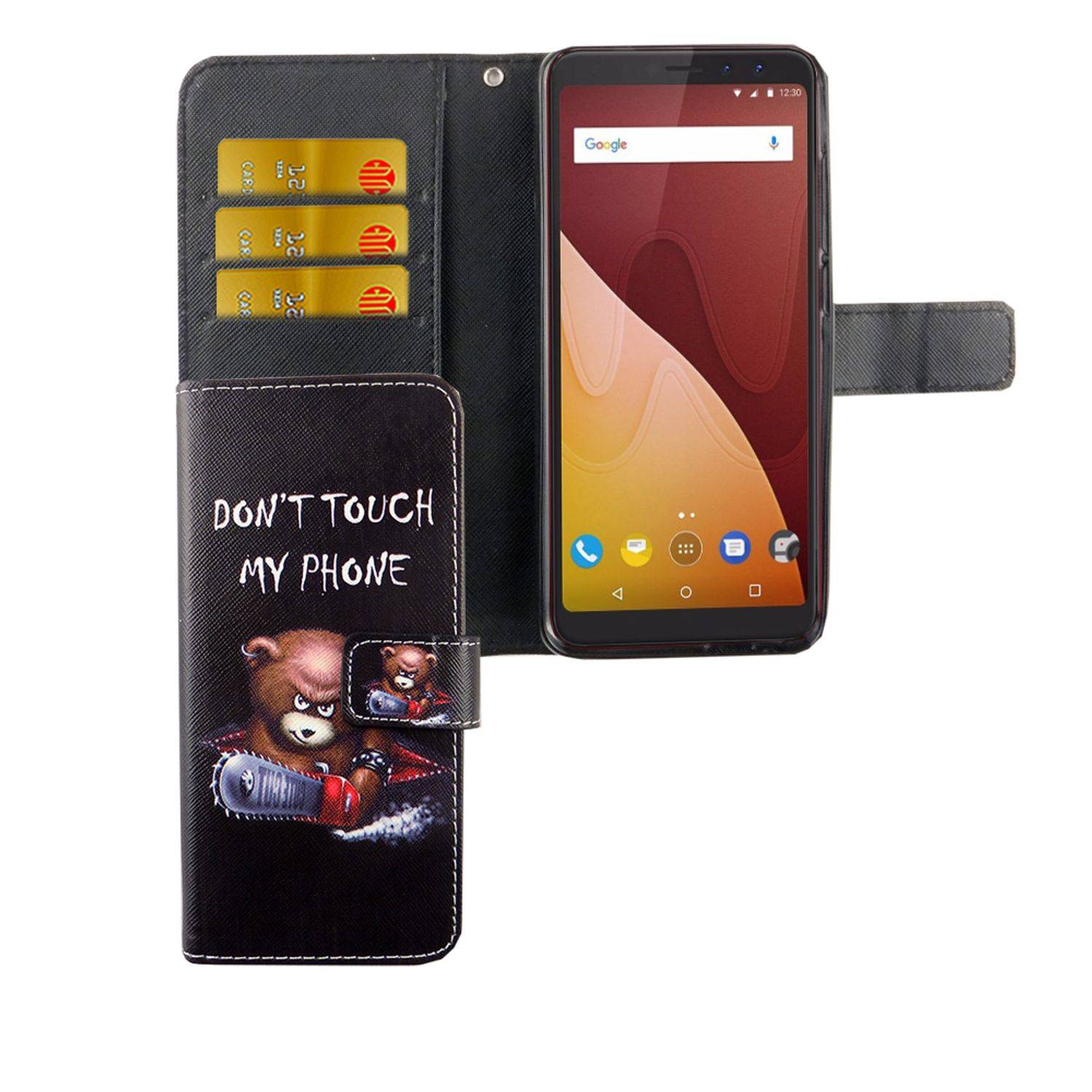 Wiko View Handyhülle Bookcover Schwarz