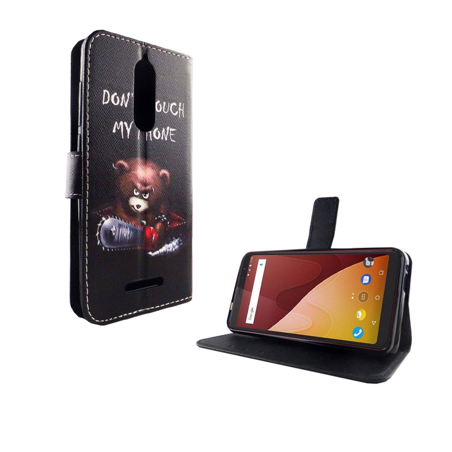 Wiko View Handyhülle Bookcover Schwarz
