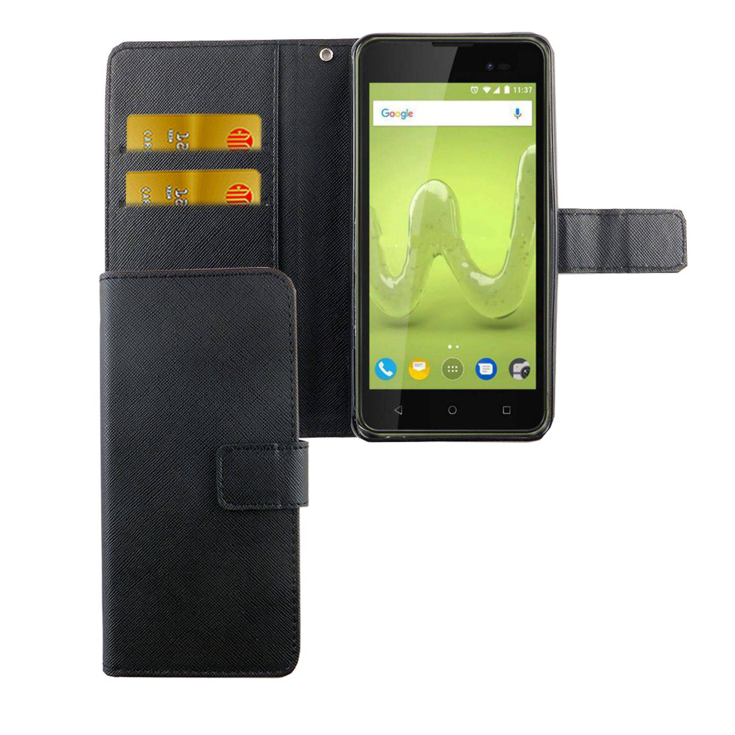 Wiko Sunny 2 Plus Handyhülle Bookcover Schwarz