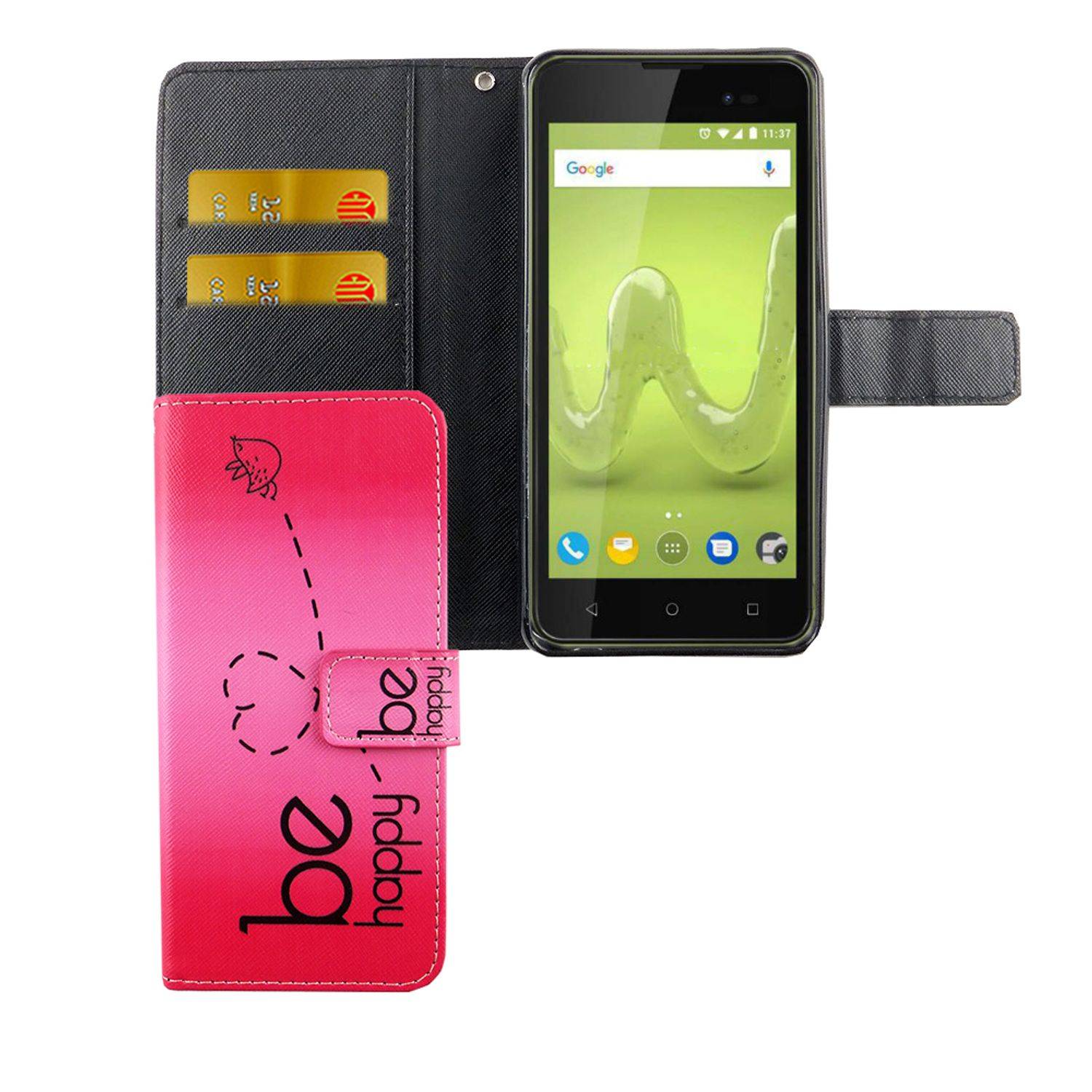 Wiko Sunny 2 Plus Handyhülle Bookcover Rosa