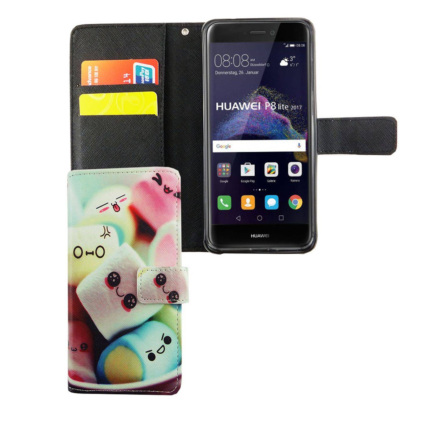 Huawei P8 Lite 2017 Handyhülle Bookcover Mehrfarbig