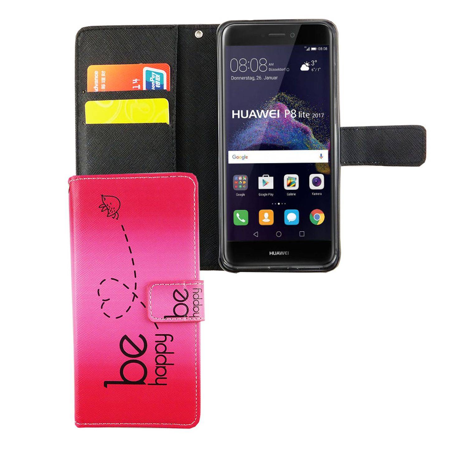 Huawei P8 Lite 2017 Handyhülle Bookcover Rosa