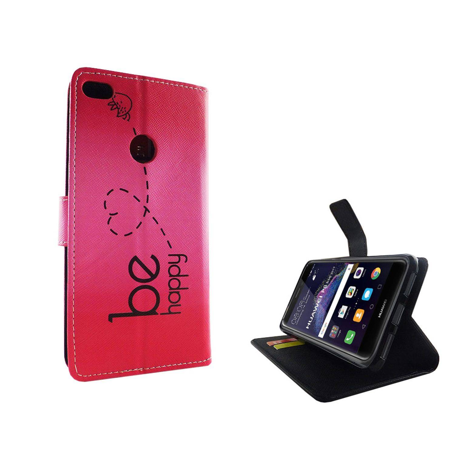 Huawei P8 Lite 2017 Handyhülle Bookcover Rosa