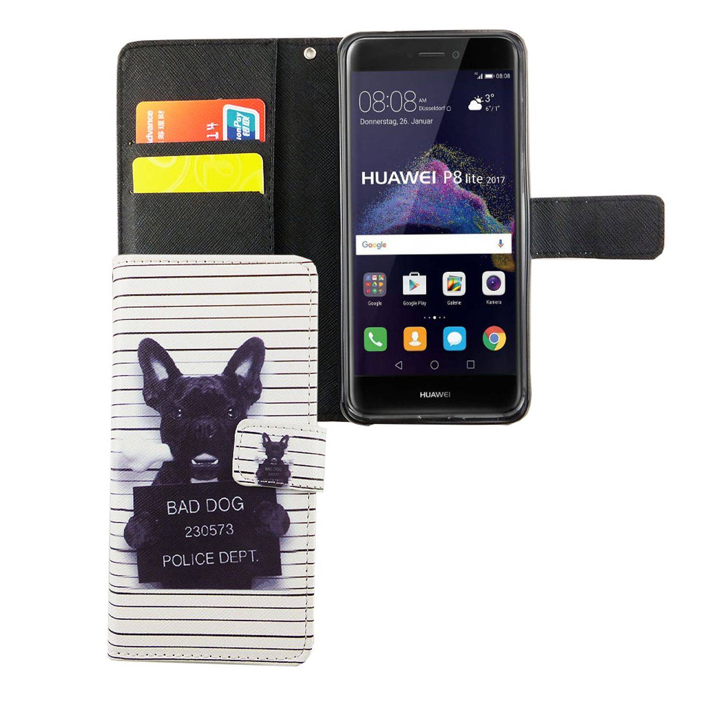 Huawei P8 Lite 2017 Handyhülle Bookcover Weiß