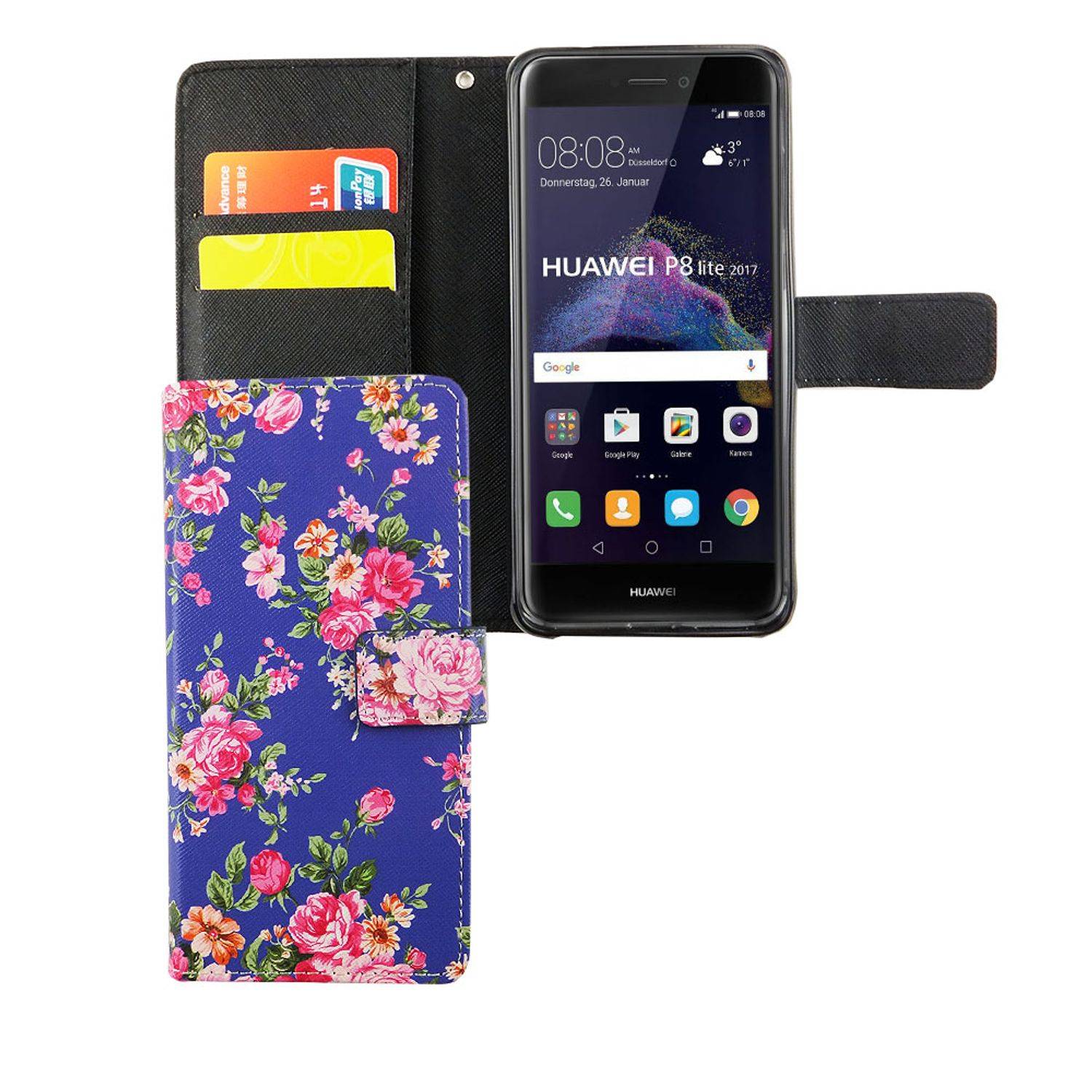 Huawei P8 Lite 2017 Handyhülle Bookcover Blau
