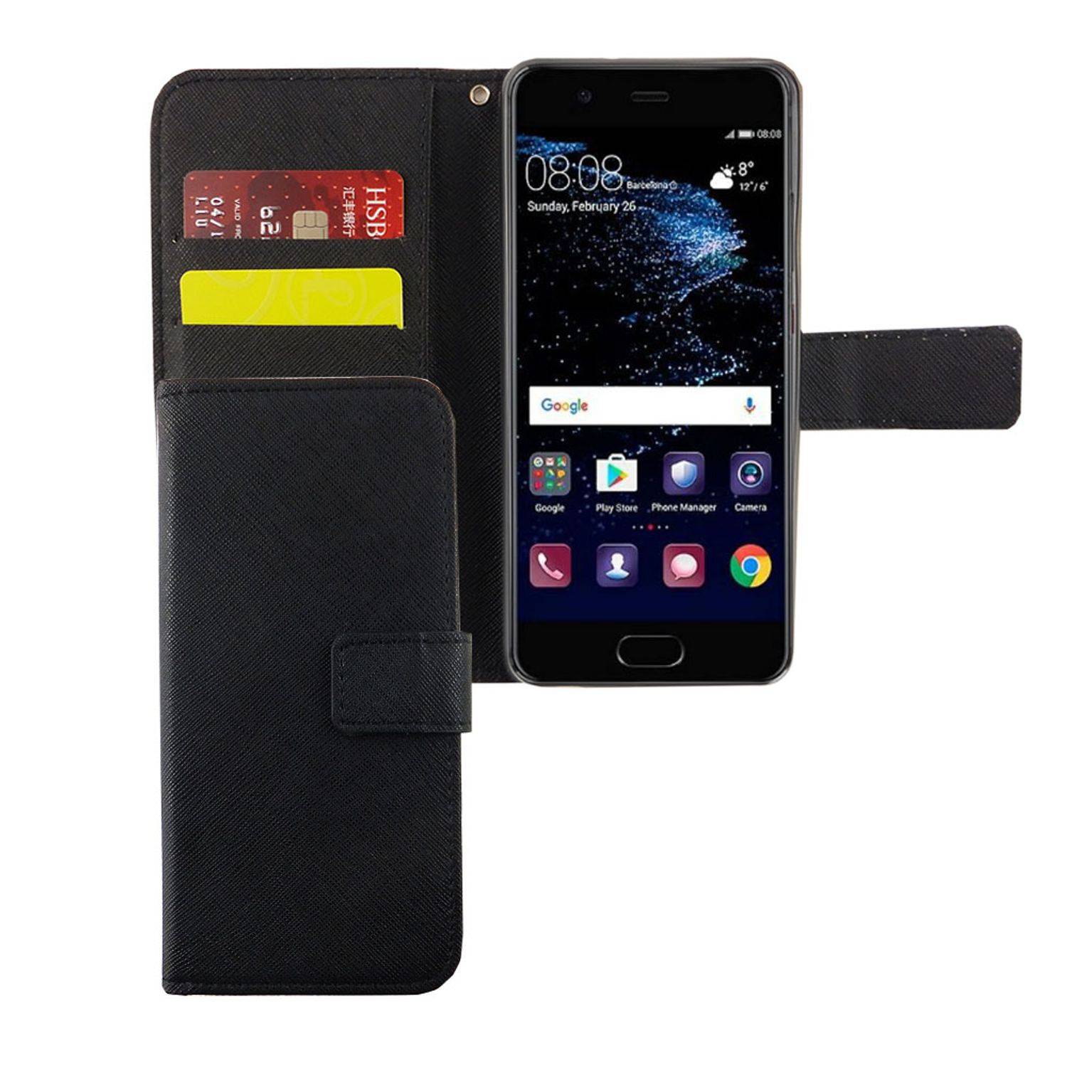 Huawei P10 Handyhülle Bookcover Schwarz
