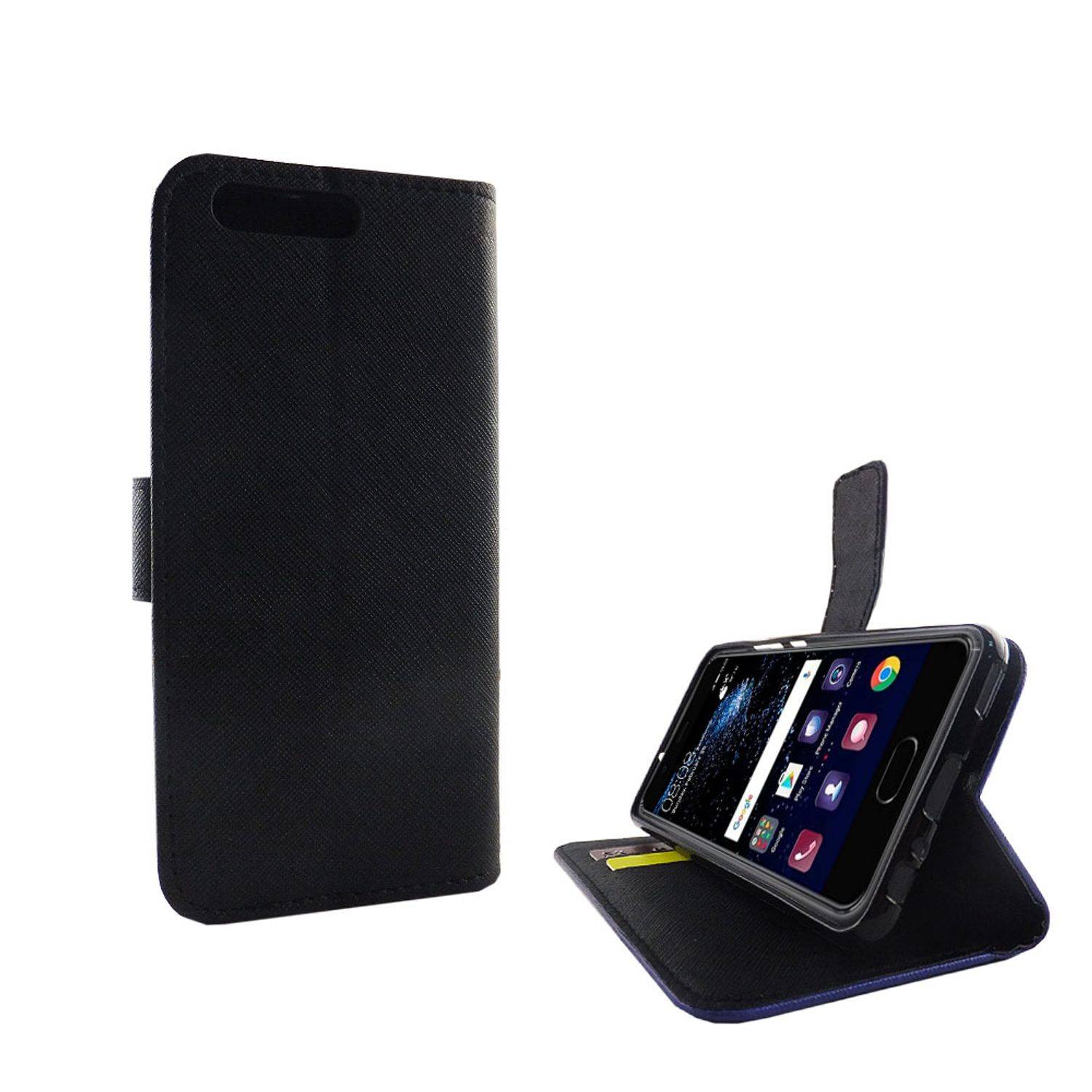 Huawei P10 Handyhülle Bookcover Schwarz
