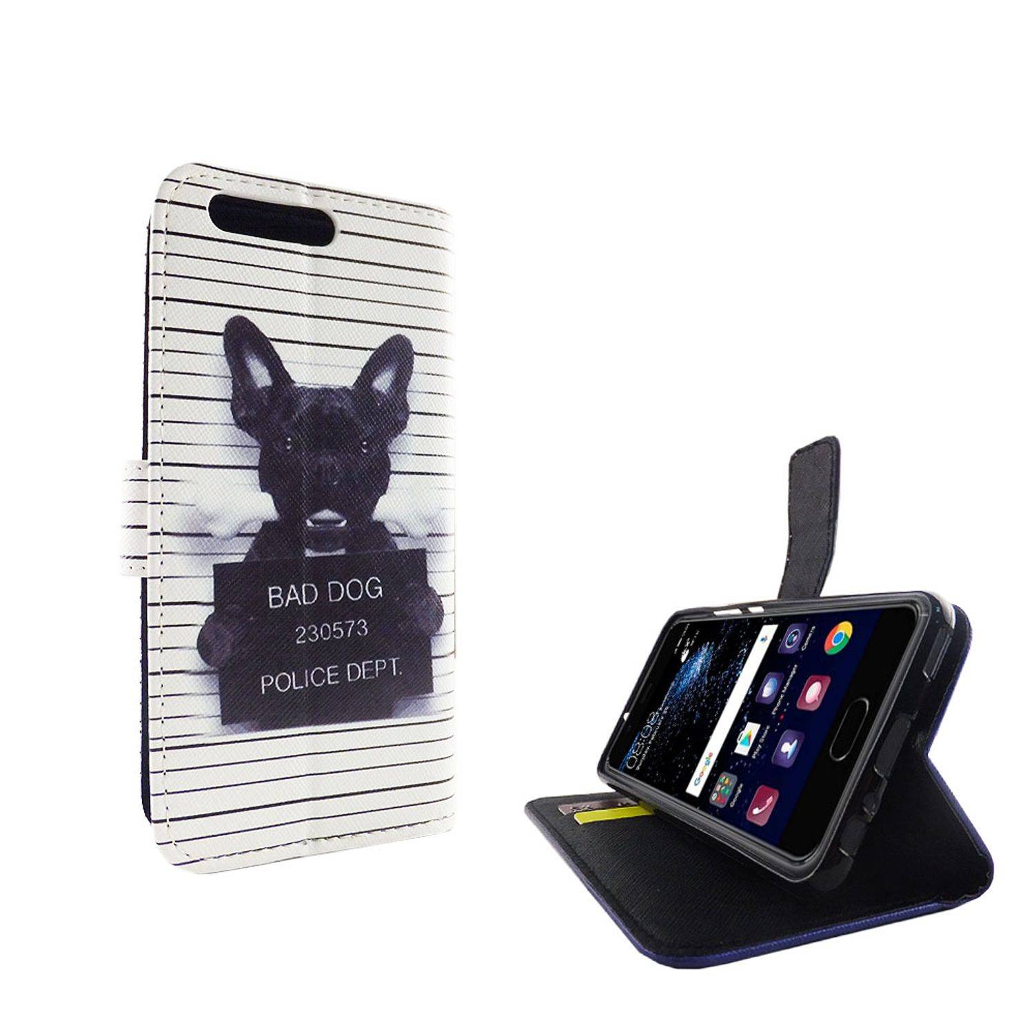 Huawei P10 Handyhülle Bookcover Weiß