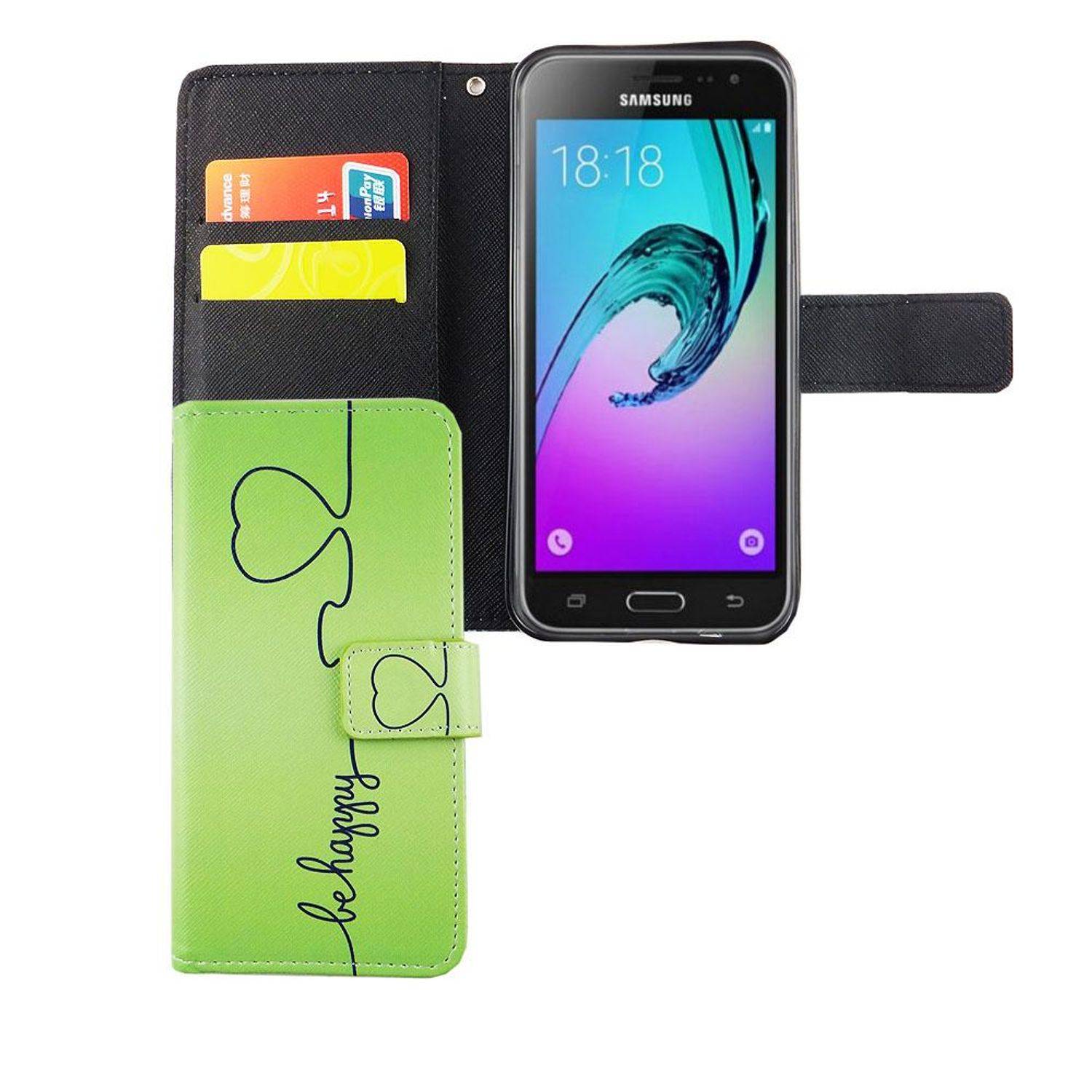 Samsung Galaxy J3 Emerge Handyhülle Bookcover Grün