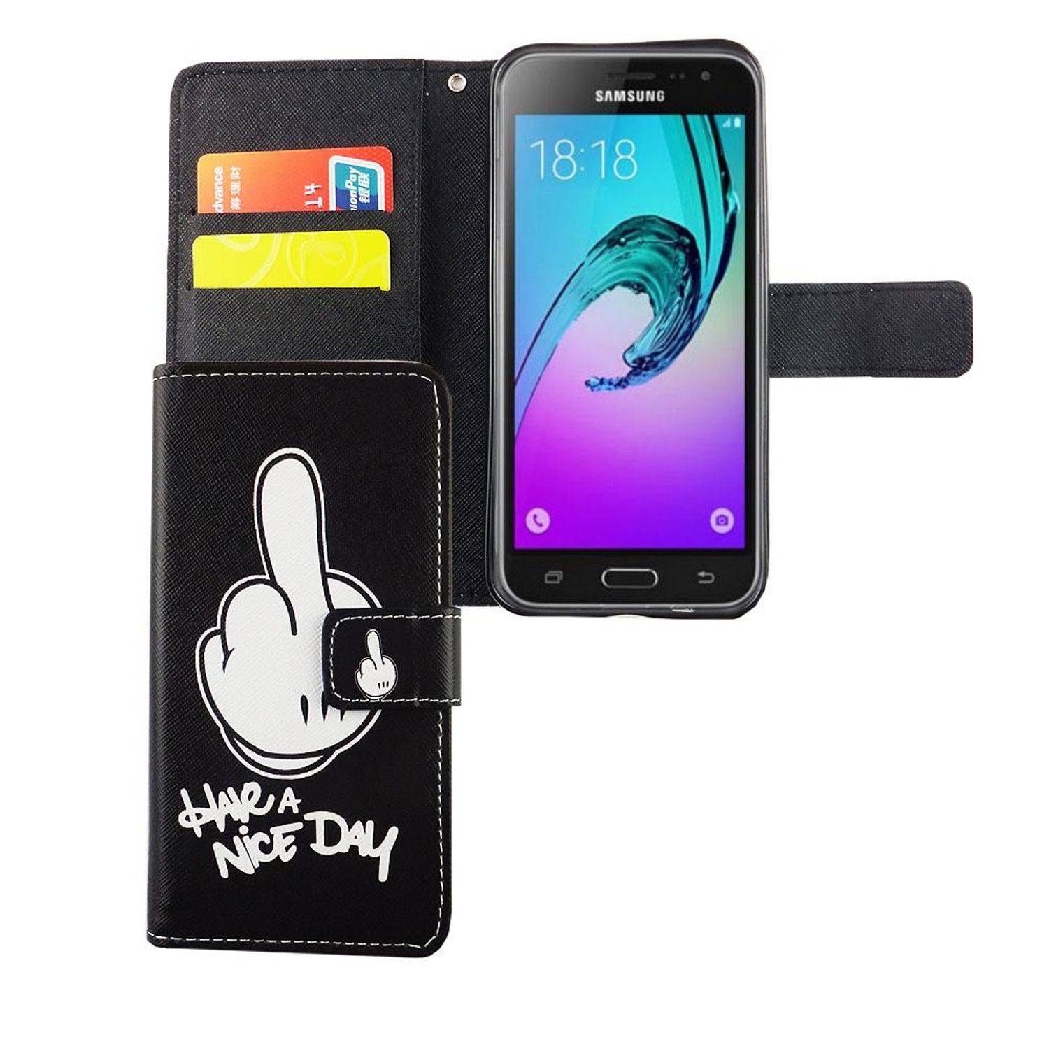 Samsung Galaxy J3 Emerge Handyhülle Bookcover Schwarz