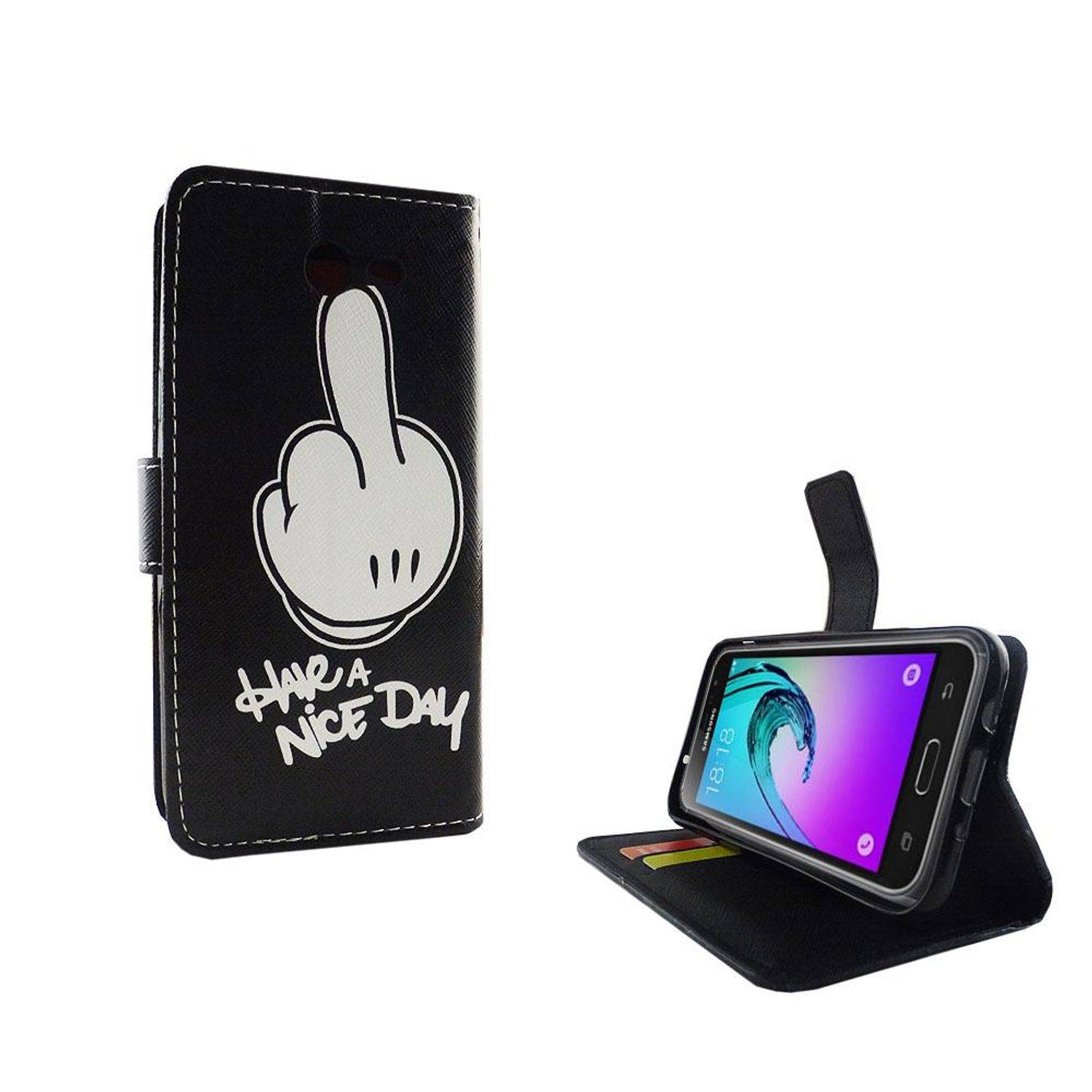 Samsung Galaxy J3 Emerge Handyhülle Bookcover Schwarz