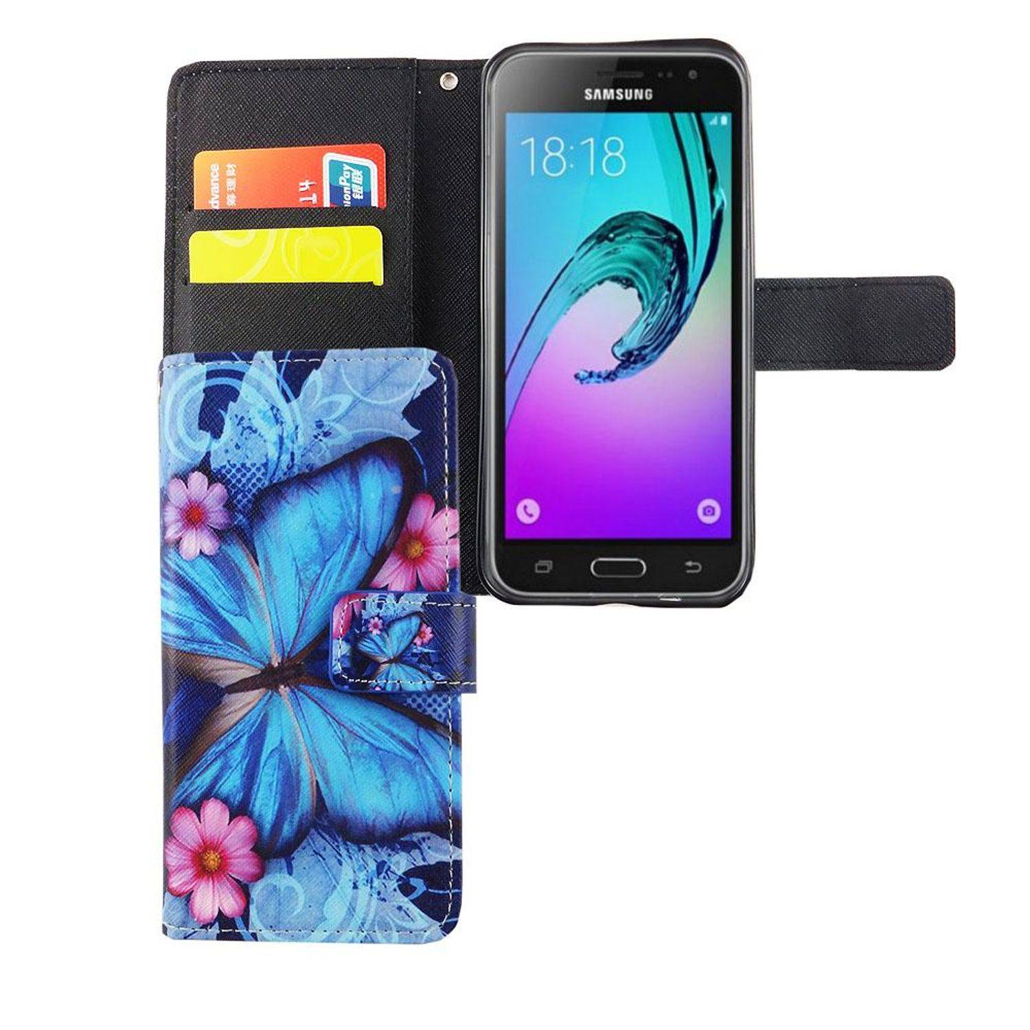 Samsung Galaxy J3 Emerge Handyhülle Bookcover Blau