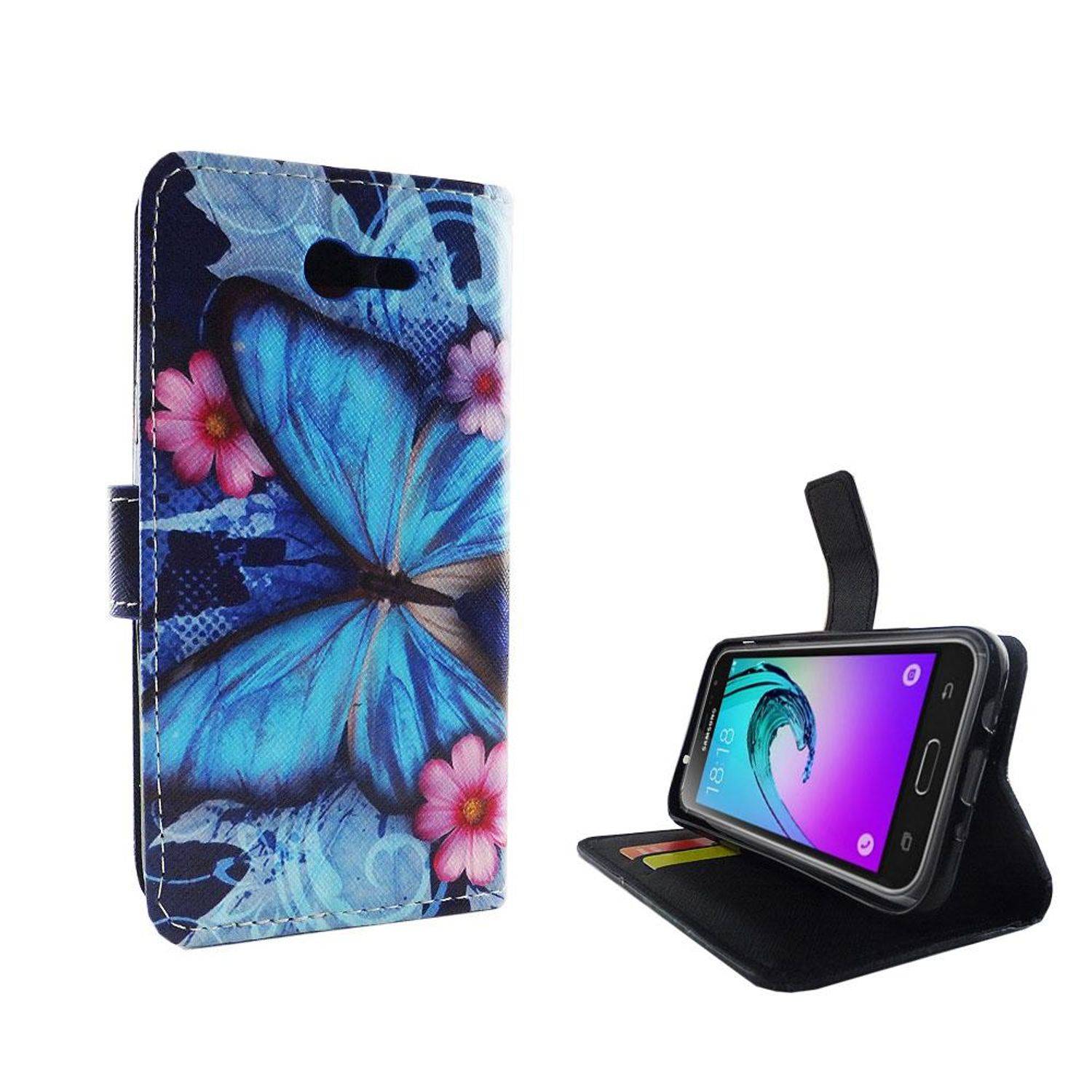 Samsung Galaxy J3 Emerge Handyhülle Bookcover Blau
