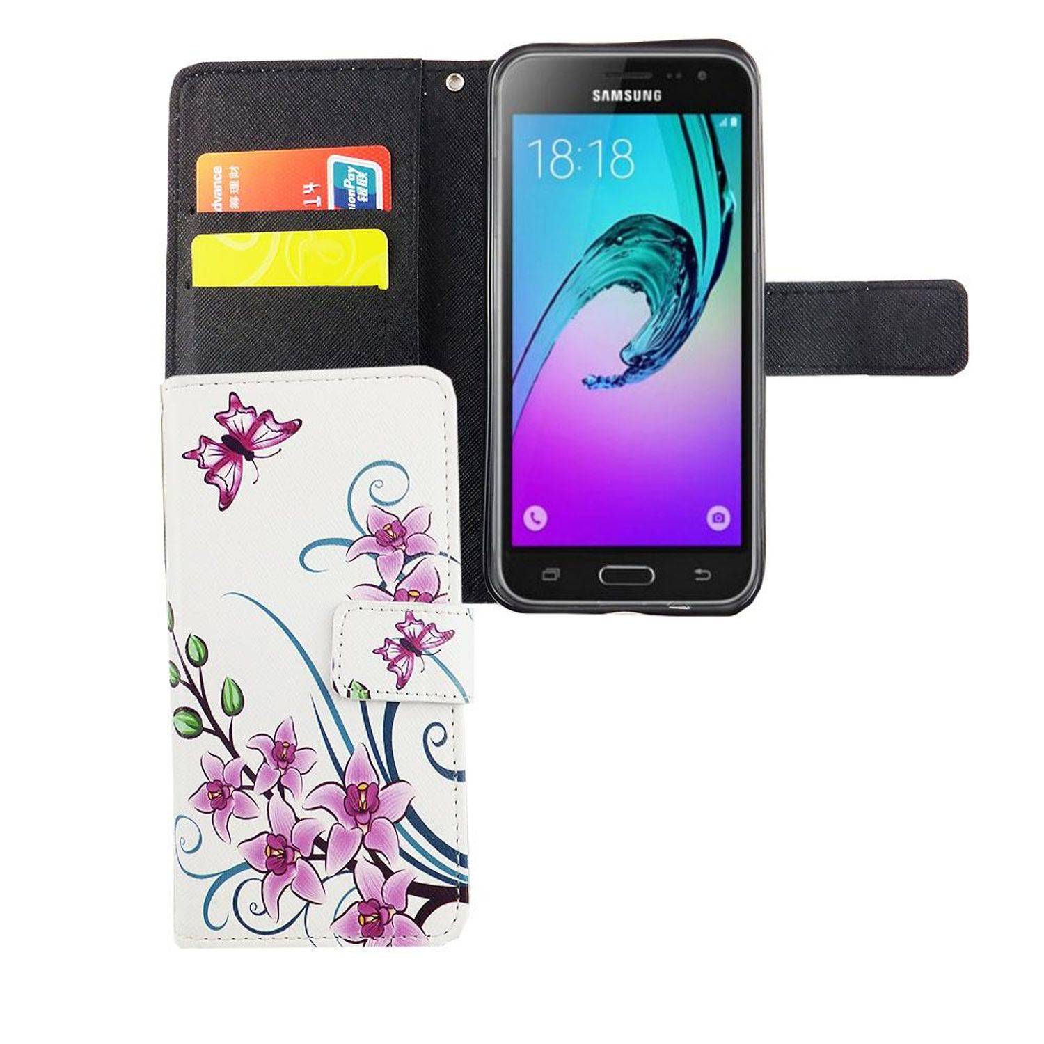 Samsung Galaxy J3 Emerge Handyhülle Bookcover Weiß